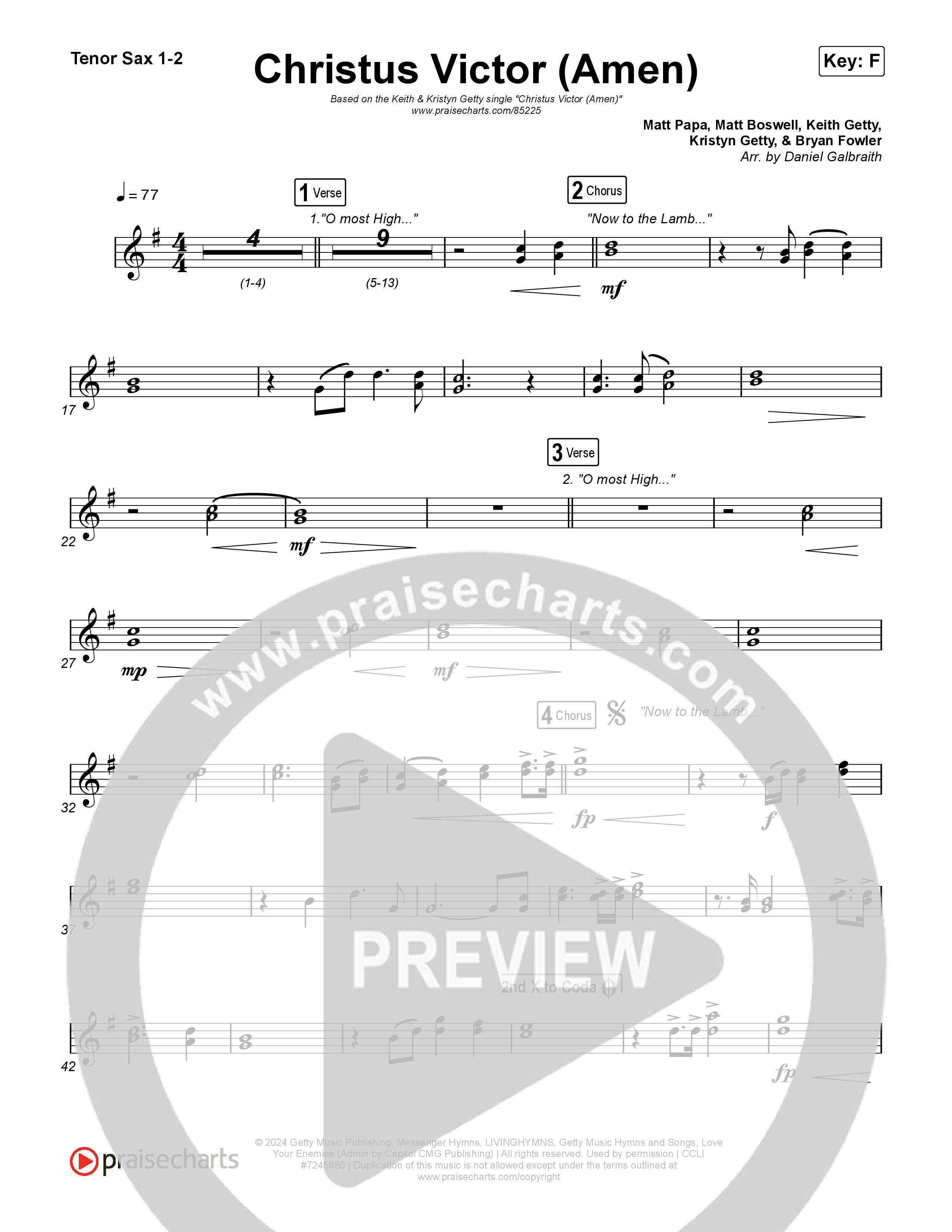 Christus Victor (Amen) Sax Pack (Keith & Kristyn Getty / Cochren & Co / Sing!)