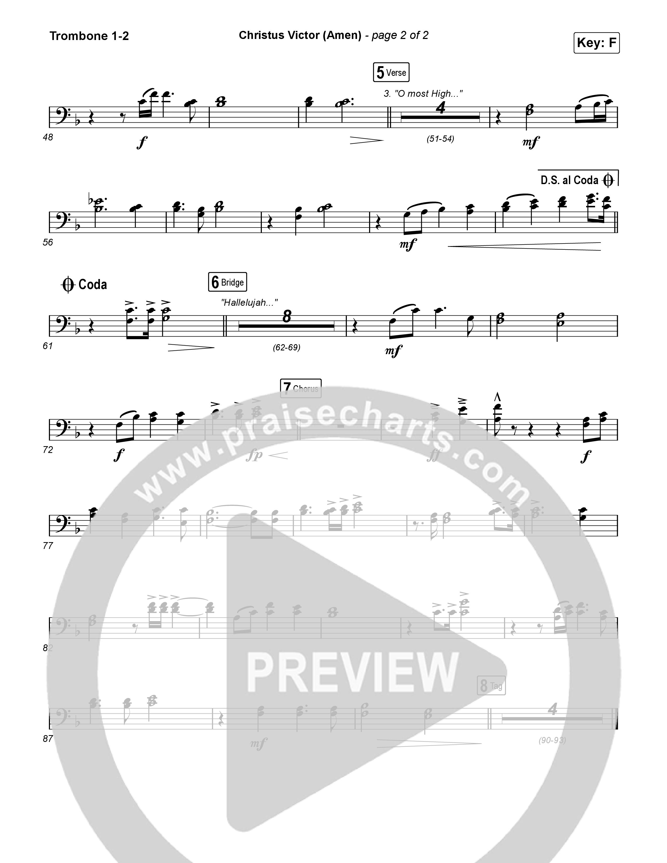 Christus Victor (Amen) Trombone 1,2 (Keith & Kristyn Getty / Cochren & Co / Sing!)