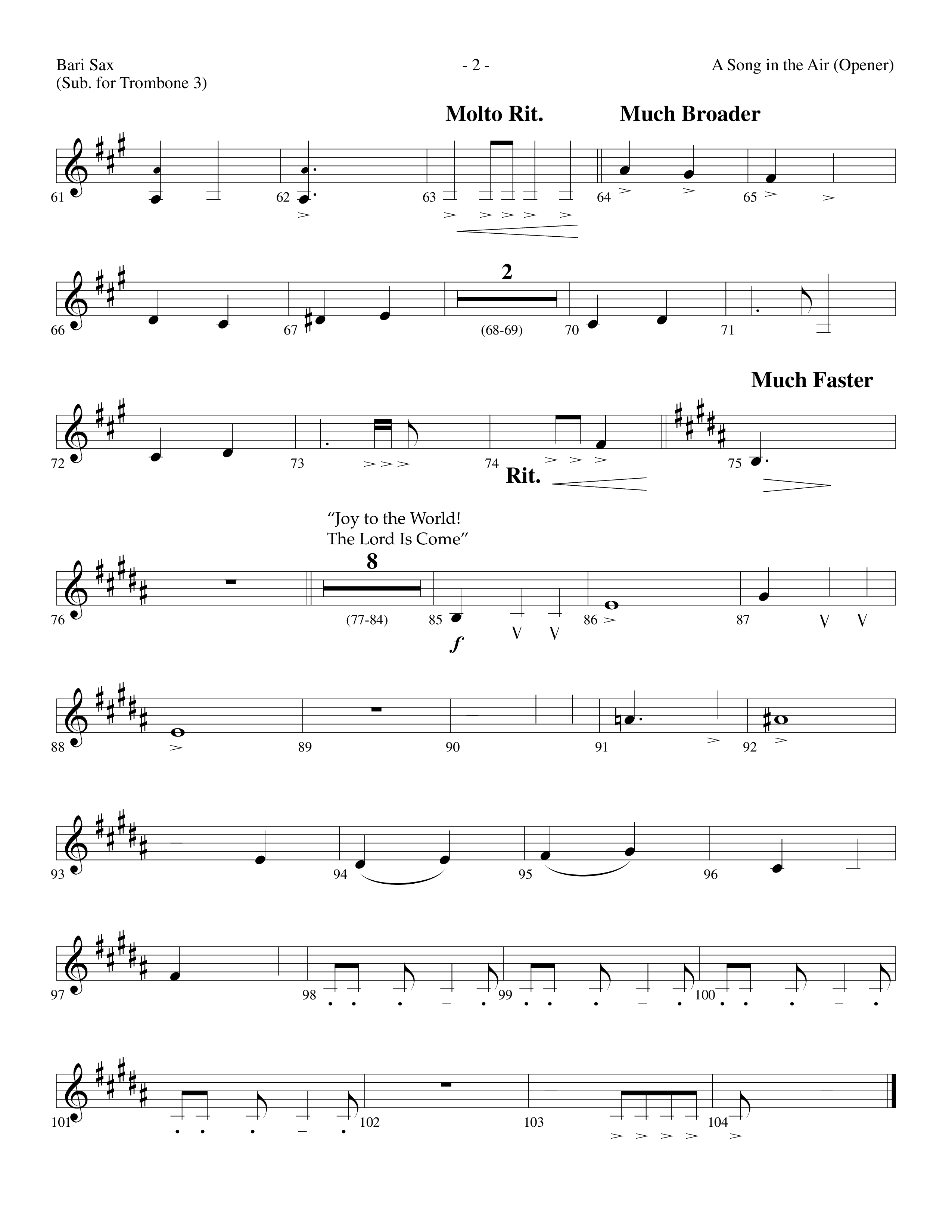 A Song In The Air (Opener) (with There's A Song In The Air, Anthem For Christmas, Joy To The World) (Choral Anthem SATB) Bari Sax (Lifeway Choral / Arr. Dennis Allen)