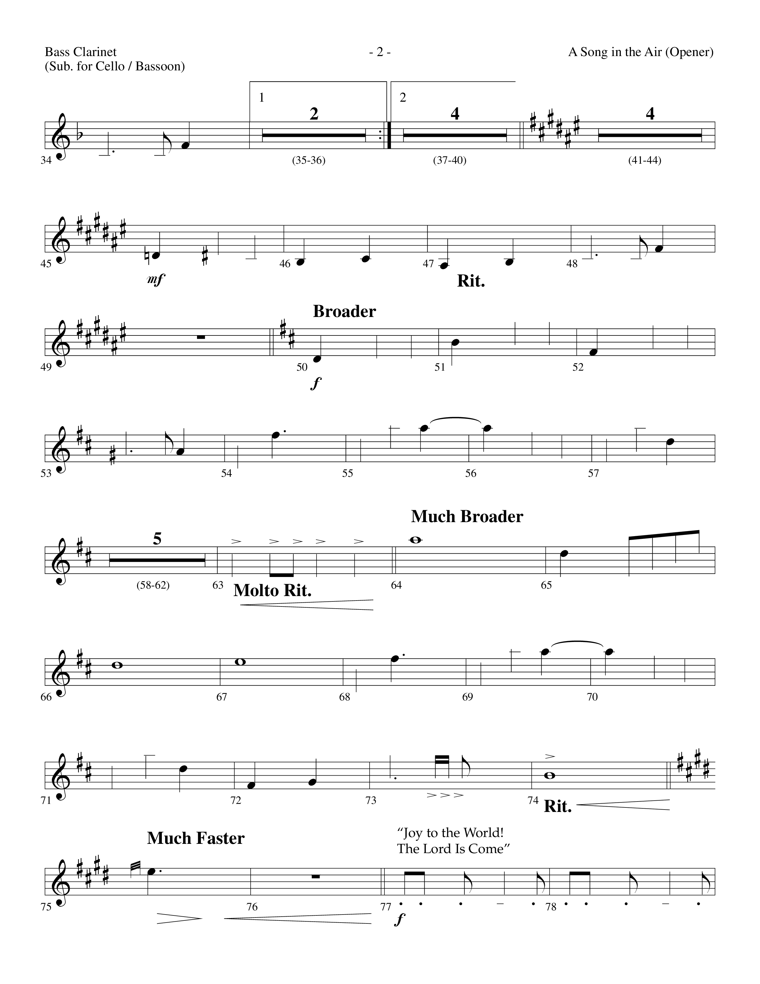 A Song In The Air (Opener) (with There's A Song In The Air, Anthem For Christmas, Joy To The World) (Choral Anthem SATB) Bass Clarinet (Lifeway Choral / Arr. Dennis Allen)