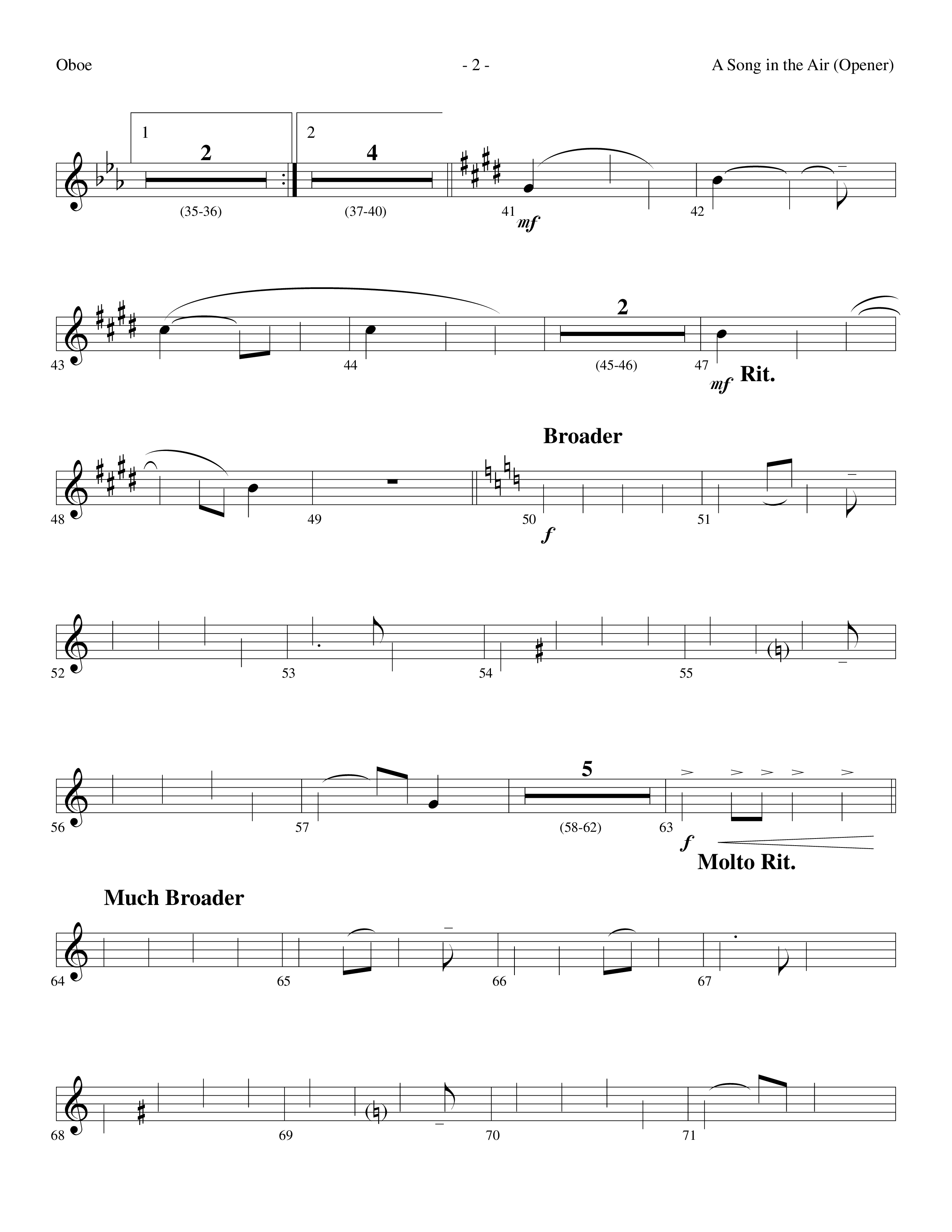 A Song In The Air (Opener) (with There's A Song In The Air, Anthem For Christmas, Joy To The World) (Choral Anthem SATB) Oboe (Lifeway Choral / Arr. Dennis Allen)