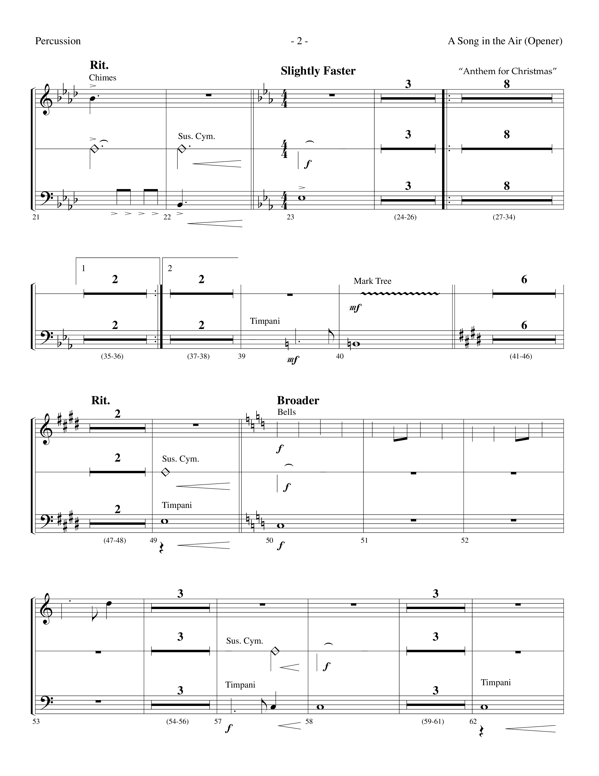 A Song In The Air (Opener) (with There's A Song In The Air, Anthem For Christmas, Joy To The World) (Choral Anthem SATB) Percussion (Lifeway Choral / Arr. Dennis Allen)