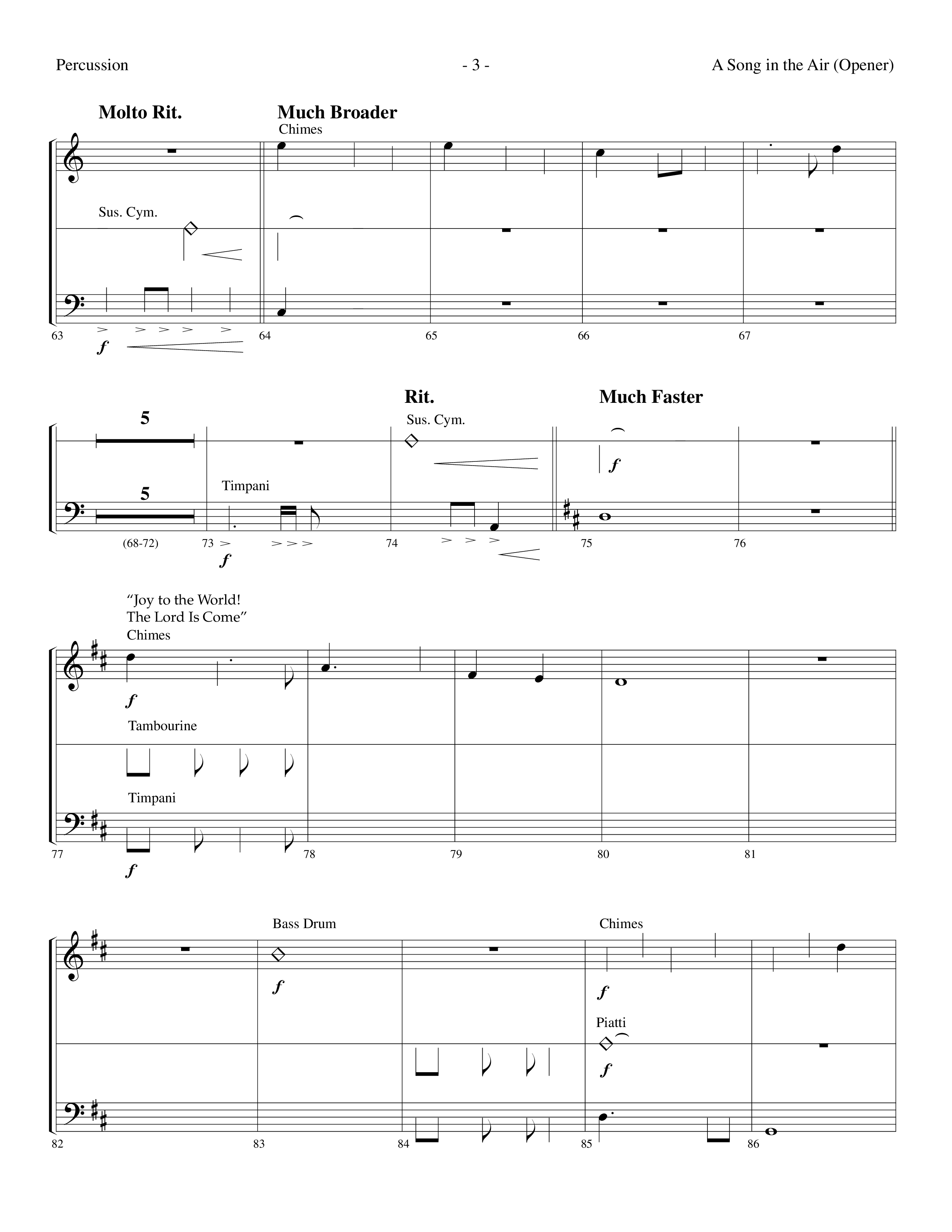 A Song In The Air (Opener) (with There's A Song In The Air, Anthem For Christmas, Joy To The World) (Choral Anthem SATB) Percussion (Lifeway Choral / Arr. Dennis Allen)