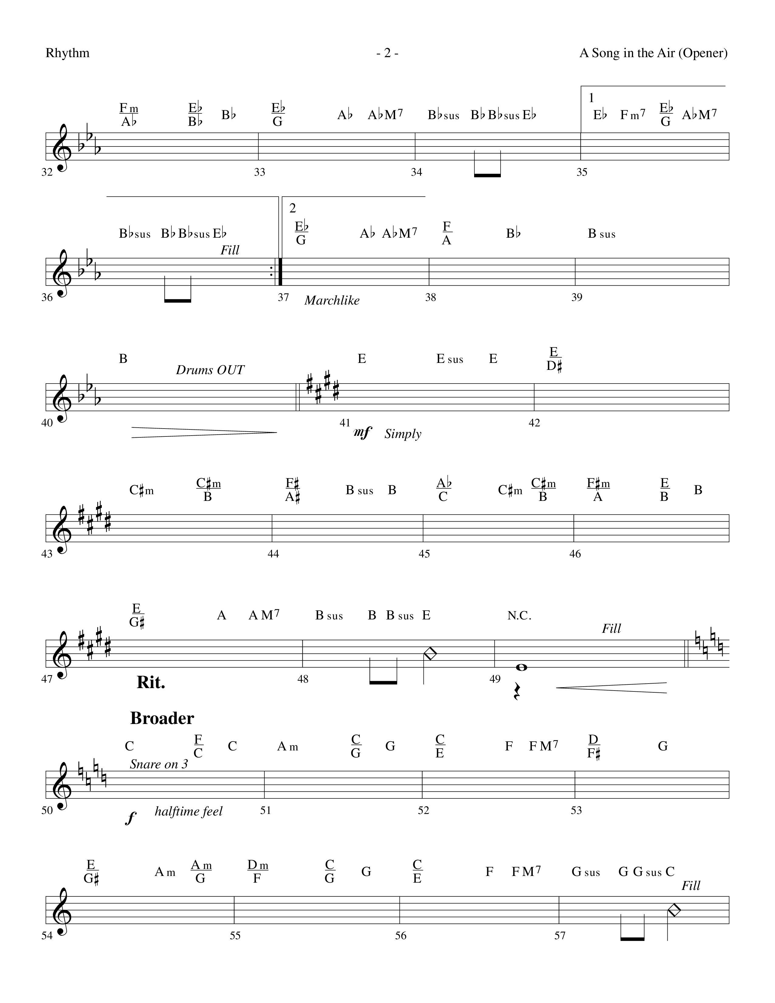 A Song In The Air (Opener) (with There's A Song In The Air, Anthem For Christmas, Joy To The World) (Choral Anthem SATB) Rhythm Chart (Lifeway Choral / Arr. Dennis Allen)