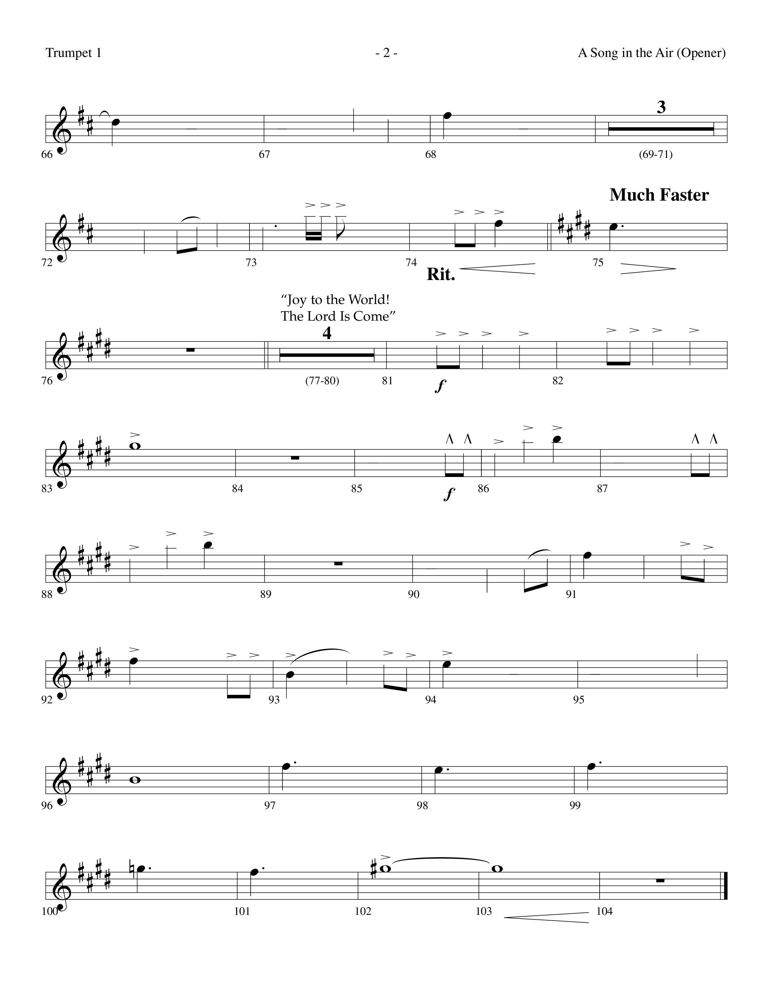 A Song In The Air (Opener) (with There's A Song In The Air, Anthem For Christmas, Joy To The World) (Choral Anthem SATB) Trumpet 1 (Lifeway Choral / Arr. Dennis Allen)