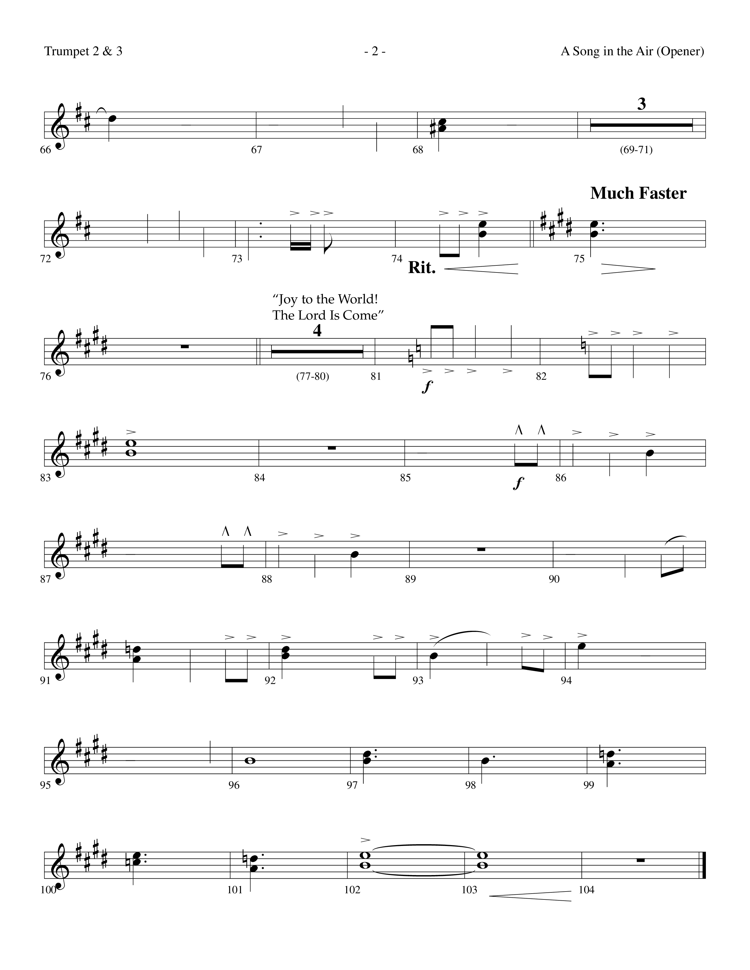 A Song In The Air (Opener) (with There's A Song In The Air, Anthem For Christmas, Joy To The World) (Choral Anthem SATB) Trumpet 2/3 (Lifeway Choral / Arr. Dennis Allen)