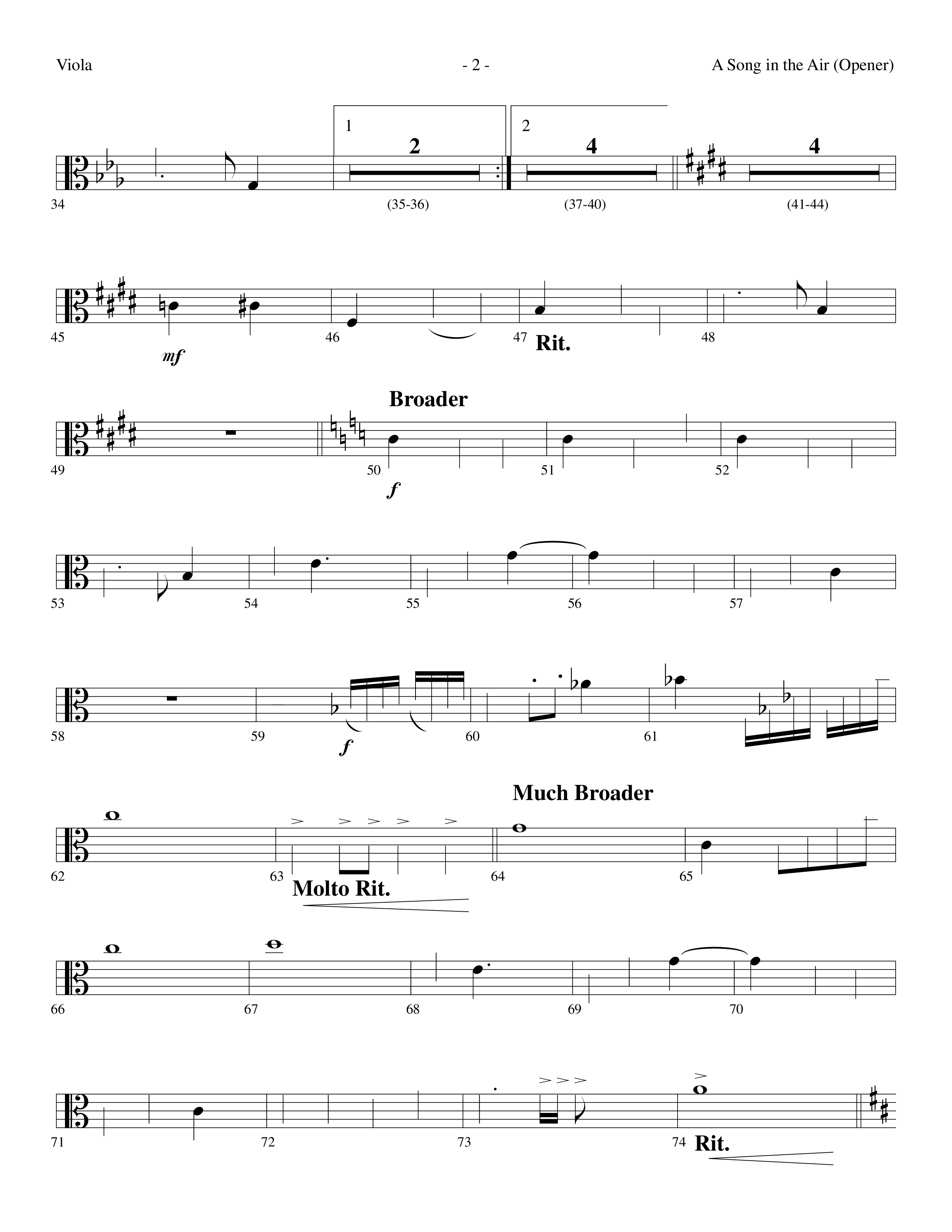 A Song In The Air (Opener) (with There's A Song In The Air, Anthem For Christmas, Joy To The World) (Choral Anthem SATB) Viola (Lifeway Choral / Arr. Dennis Allen)