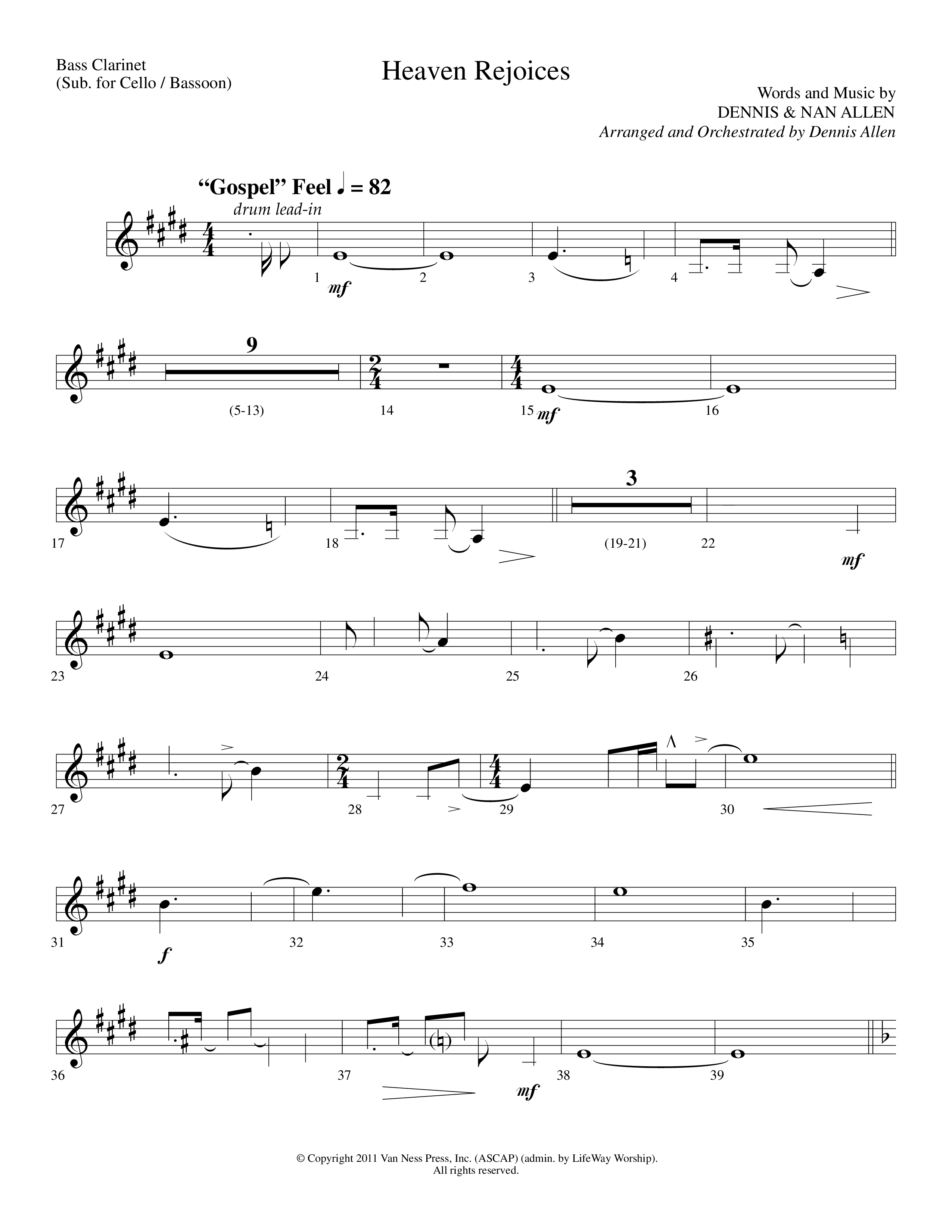 Heaven Rejoices (Choral Anthem SATB) Bass Clarinet (Lifeway Choral / Arr. Dennis Allen)