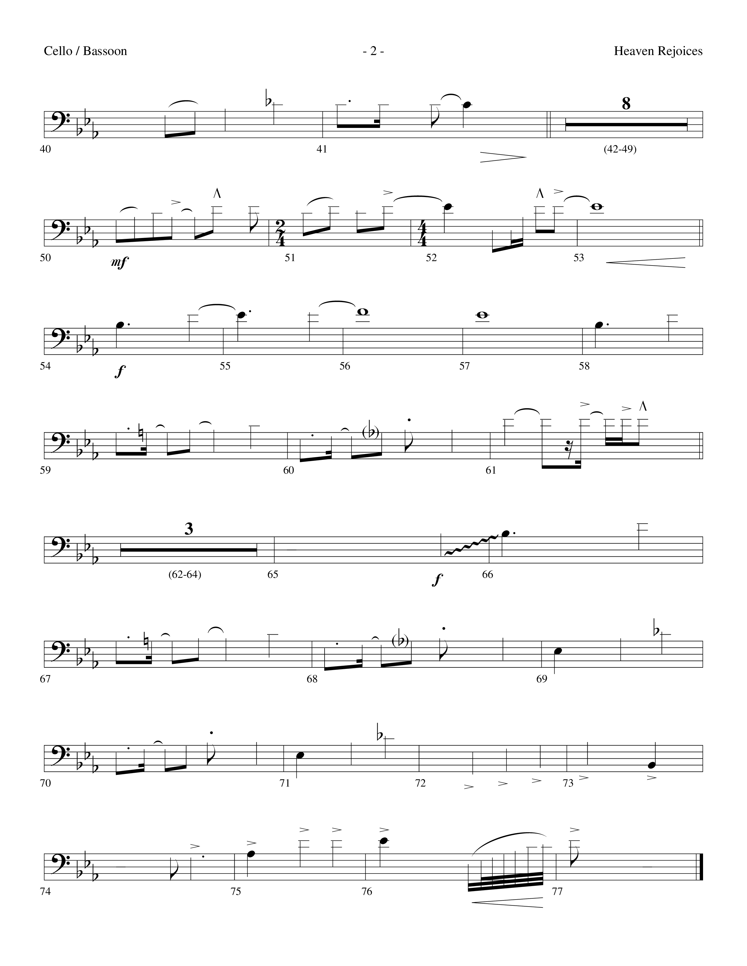 Heaven Rejoices (Choral Anthem SATB) Cello (Lifeway Choral / Arr. Dennis Allen)
