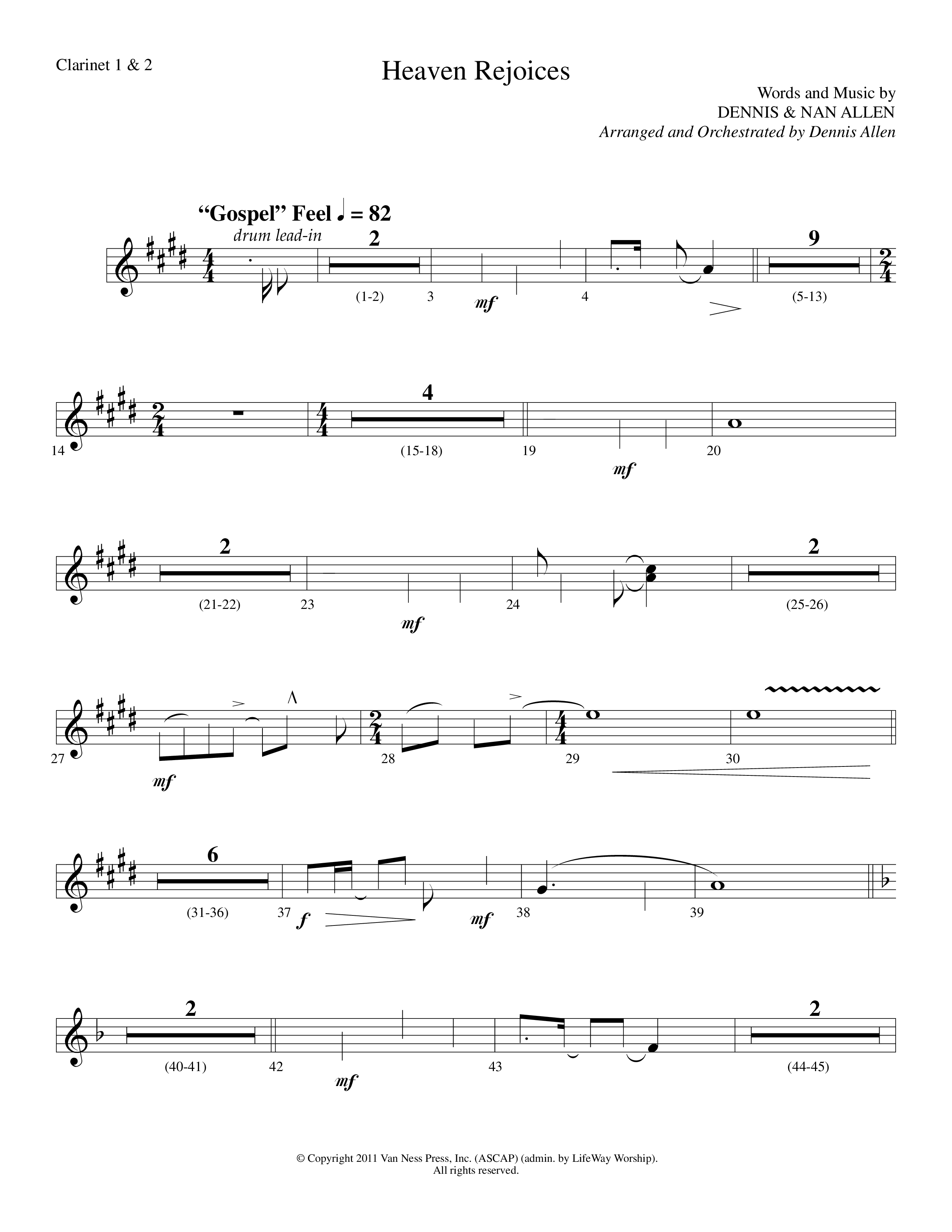 Heaven Rejoices (Choral Anthem SATB) Clarinet 1/2 (Lifeway Choral / Arr. Dennis Allen)