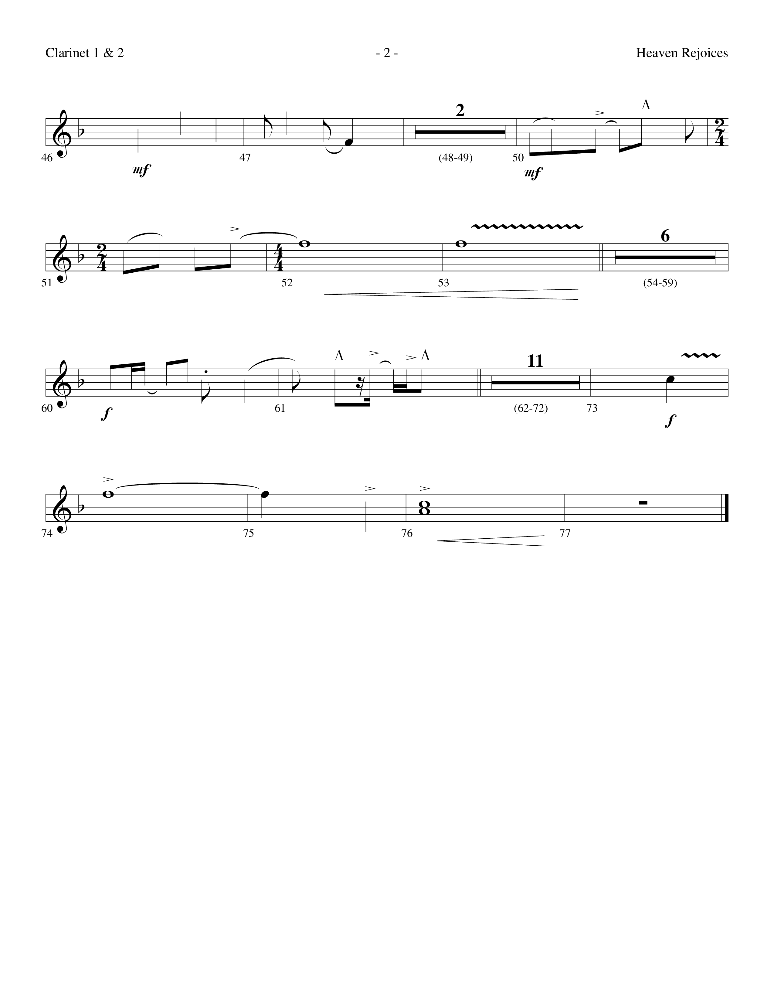 Heaven Rejoices (Choral Anthem SATB) Clarinet 1/2 (Lifeway Choral / Arr. Dennis Allen)