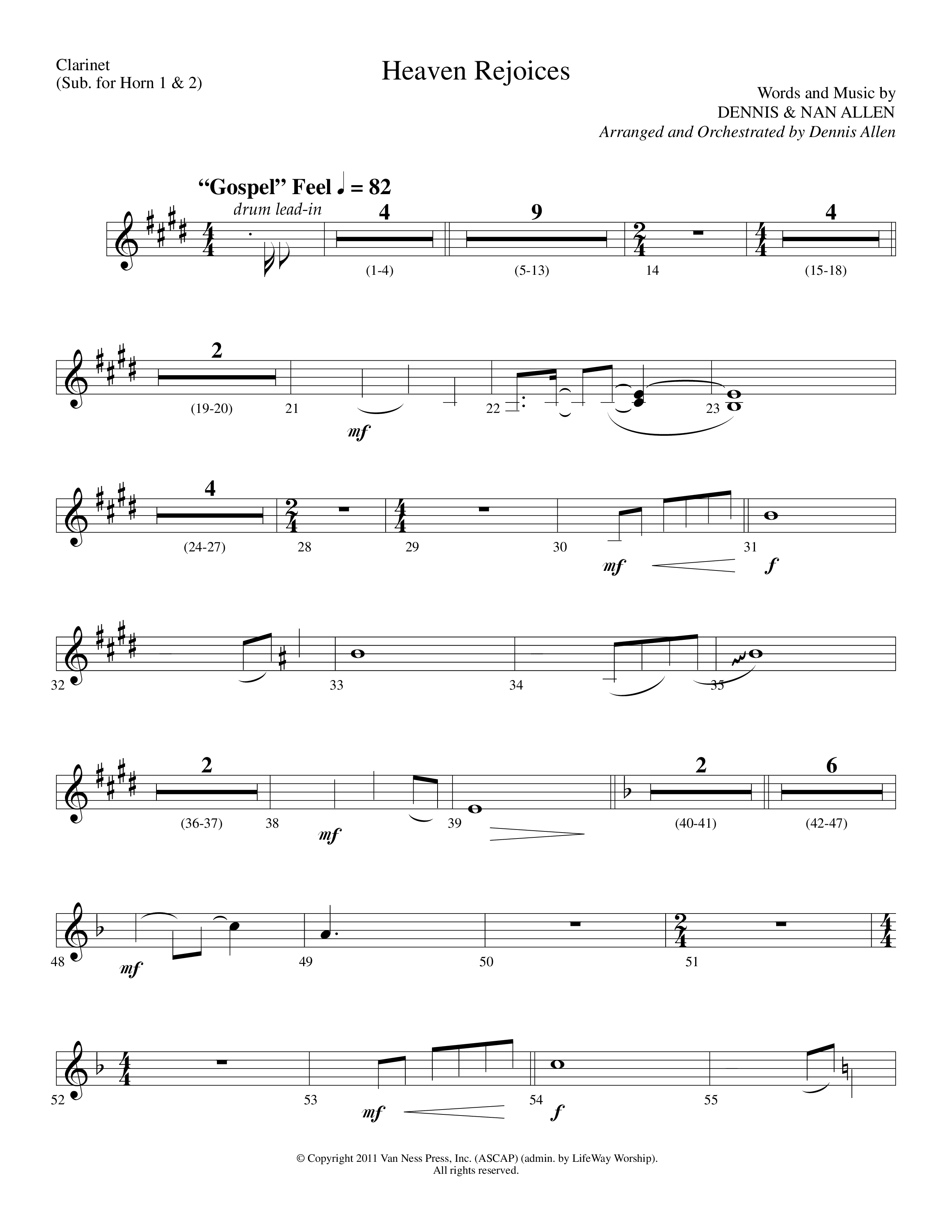 Heaven Rejoices (Choral Anthem SATB) Clarinet (Lifeway Choral / Arr. Dennis Allen)