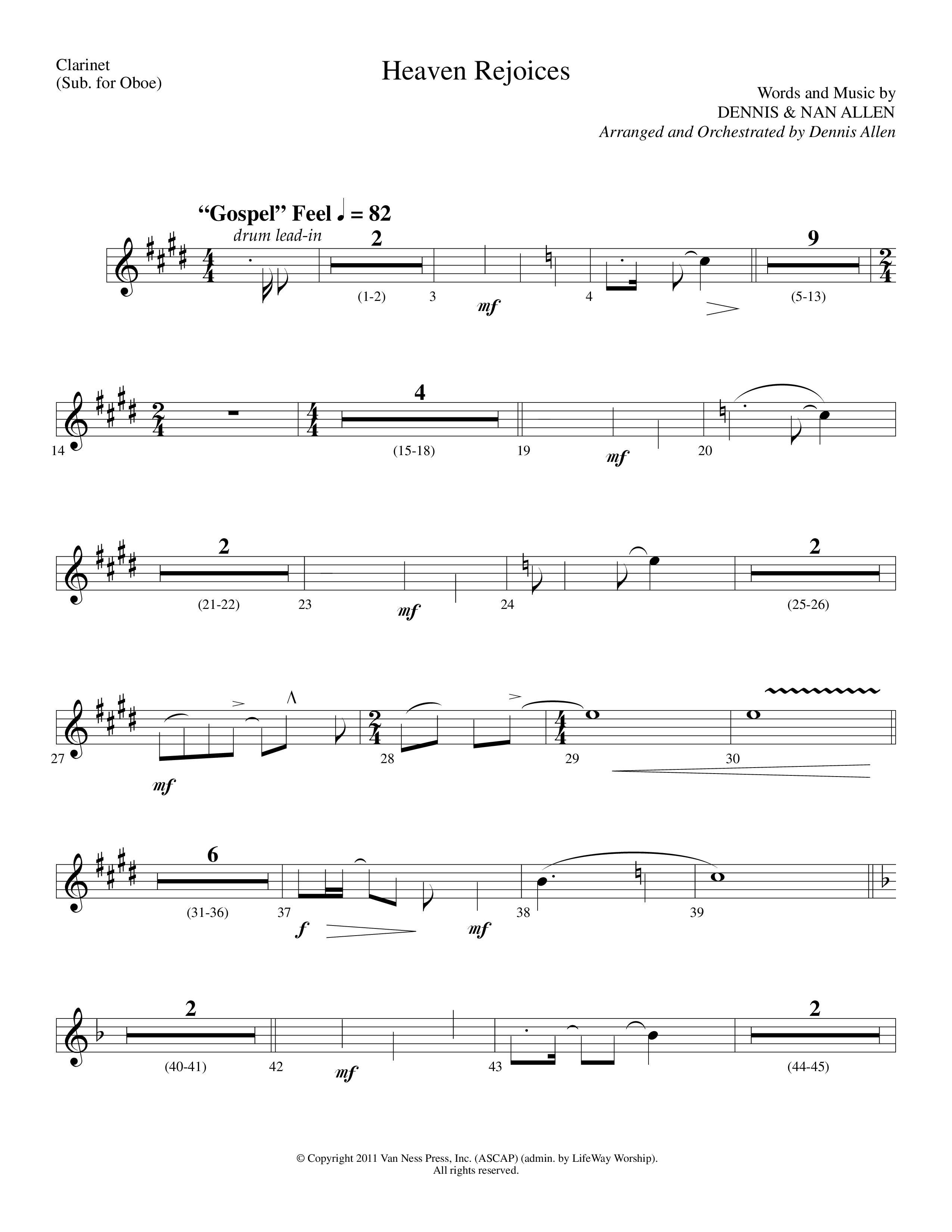 Heaven Rejoices (Choral Anthem SATB) Clarinet (Lifeway Choral / Arr. Dennis Allen)