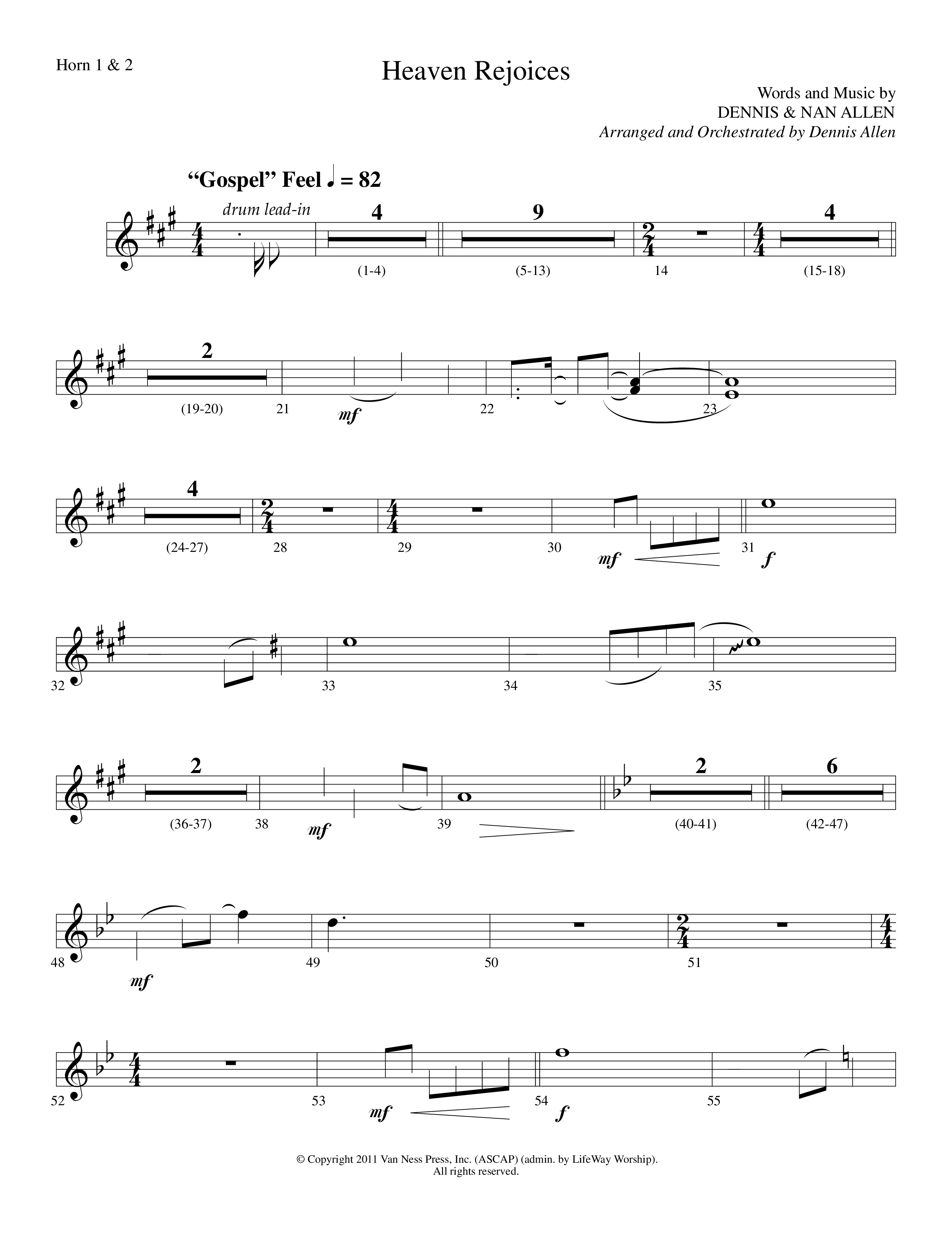 Heaven Rejoices (Choral Anthem SATB) French Horn 1/2 (Lifeway Choral / Arr. Dennis Allen)