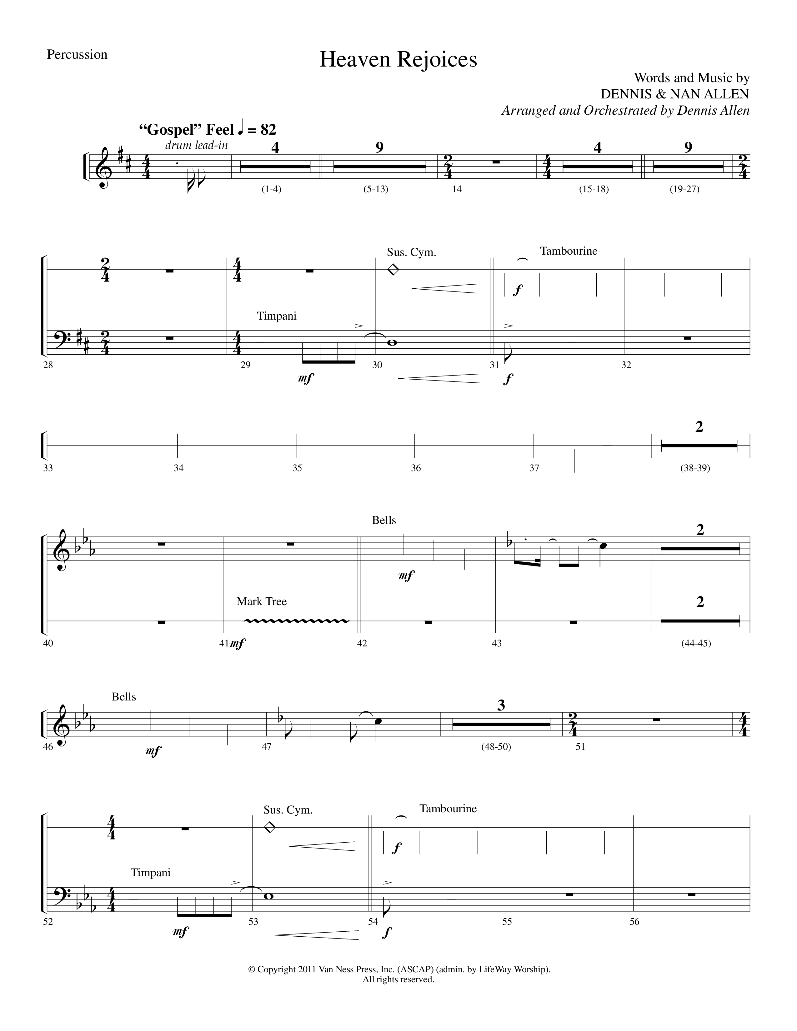 Heaven Rejoices (Choral Anthem SATB) Percussion (Lifeway Choral / Arr. Dennis Allen)