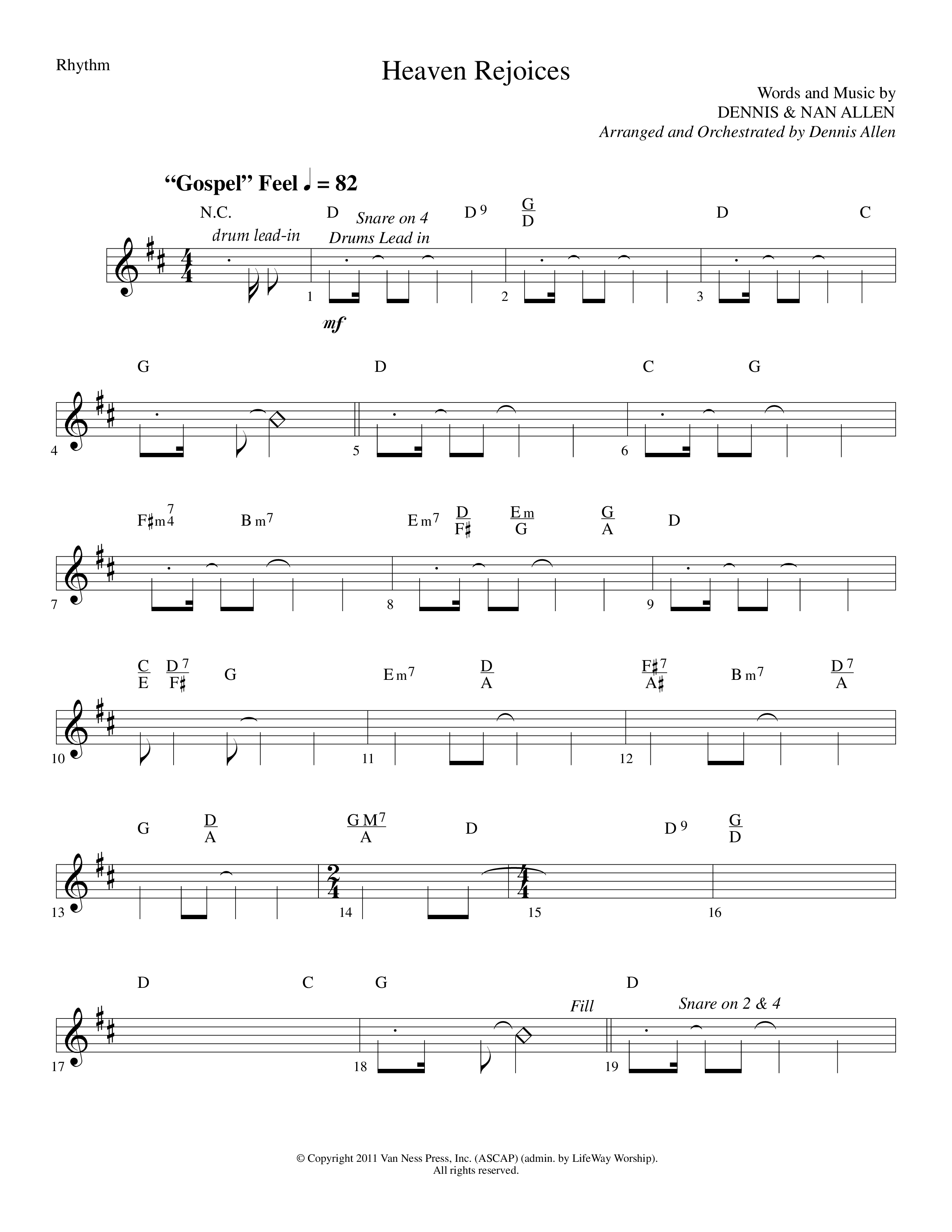 Heaven Rejoices (Choral Anthem SATB) Rhythm Chart (Lifeway Choral / Arr. Dennis Allen)