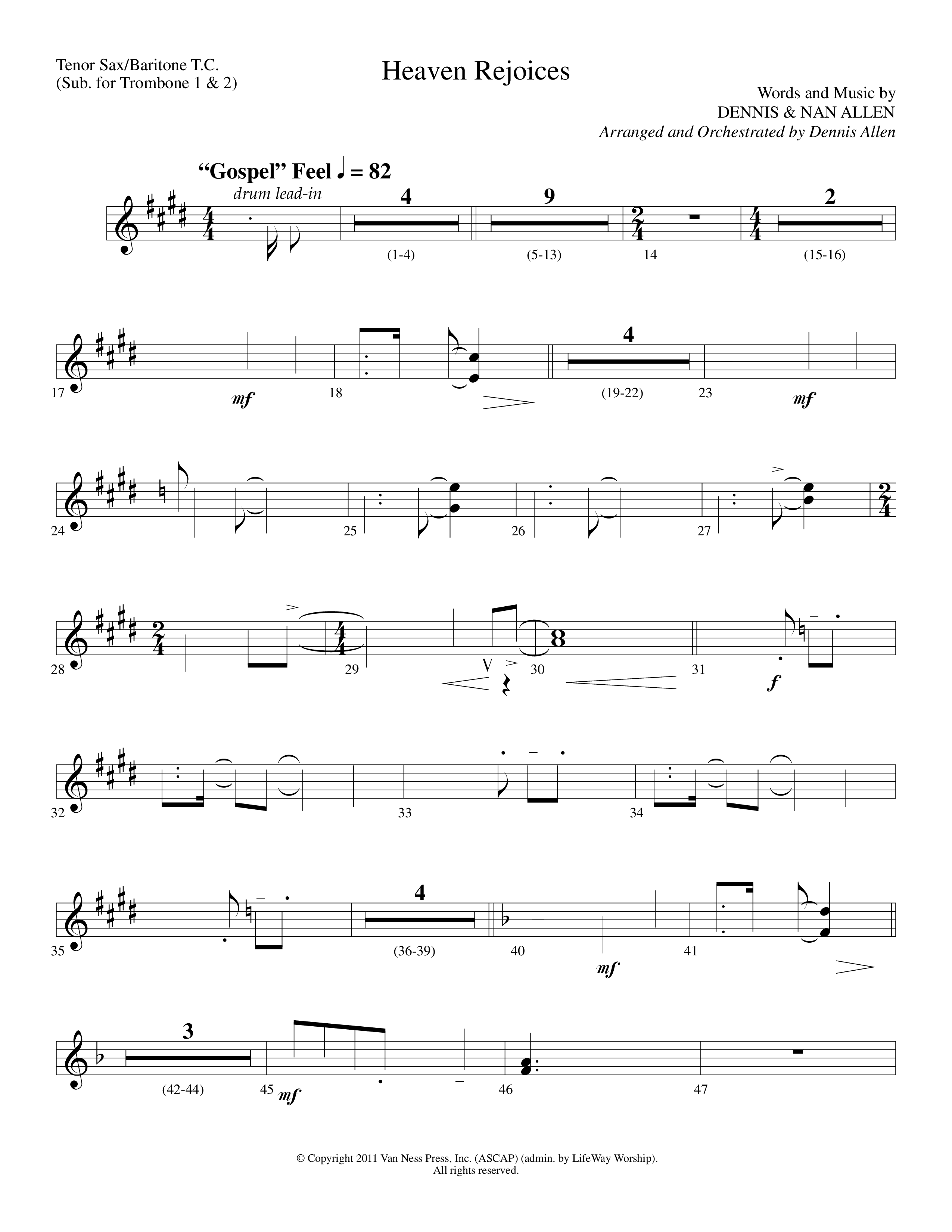 Heaven Rejoices (Choral Anthem SATB) Tenor Sax/Baritone T.C. (Lifeway Choral / Arr. Dennis Allen)