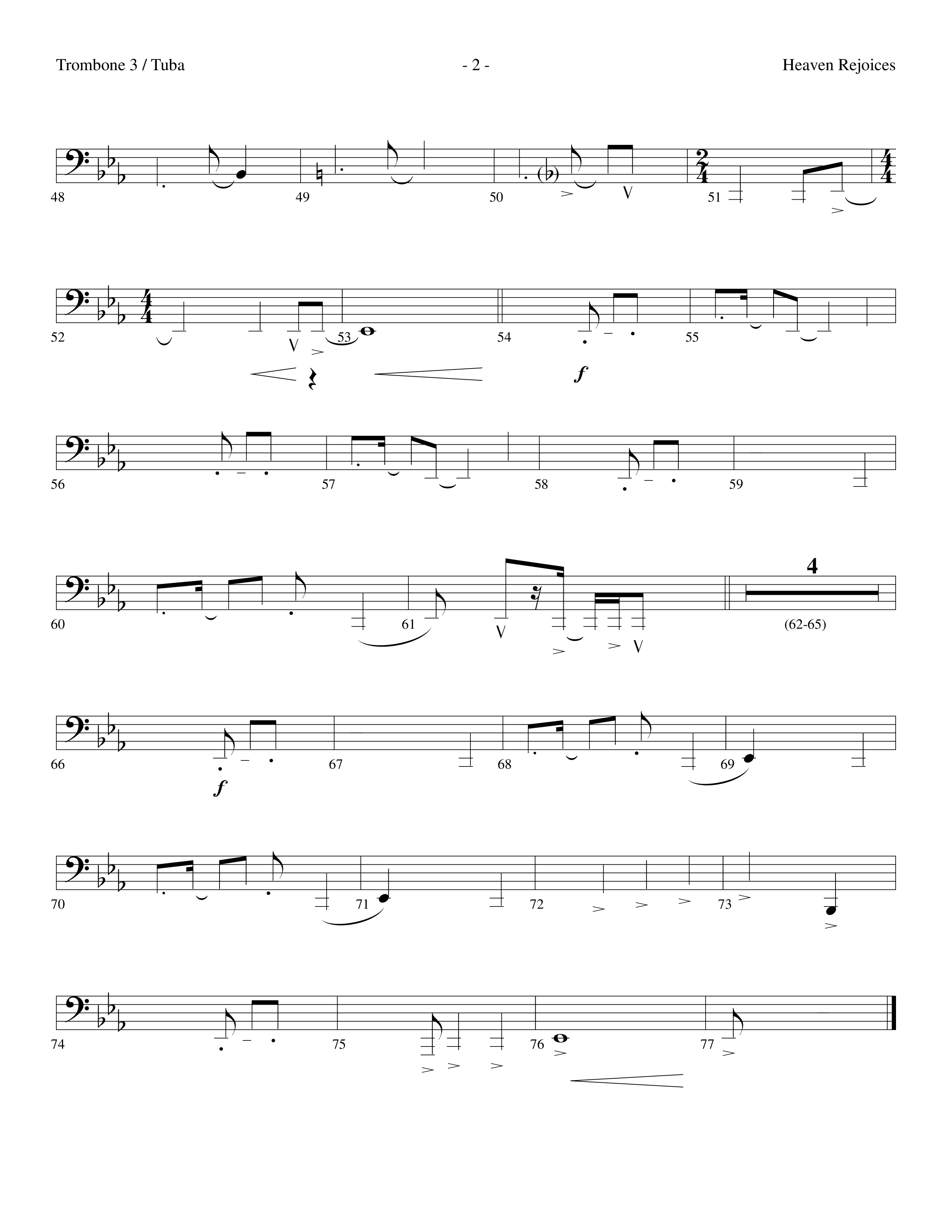 Heaven Rejoices (Choral Anthem SATB) Trombone 3/Tuba (Lifeway Choral / Arr. Dennis Allen)