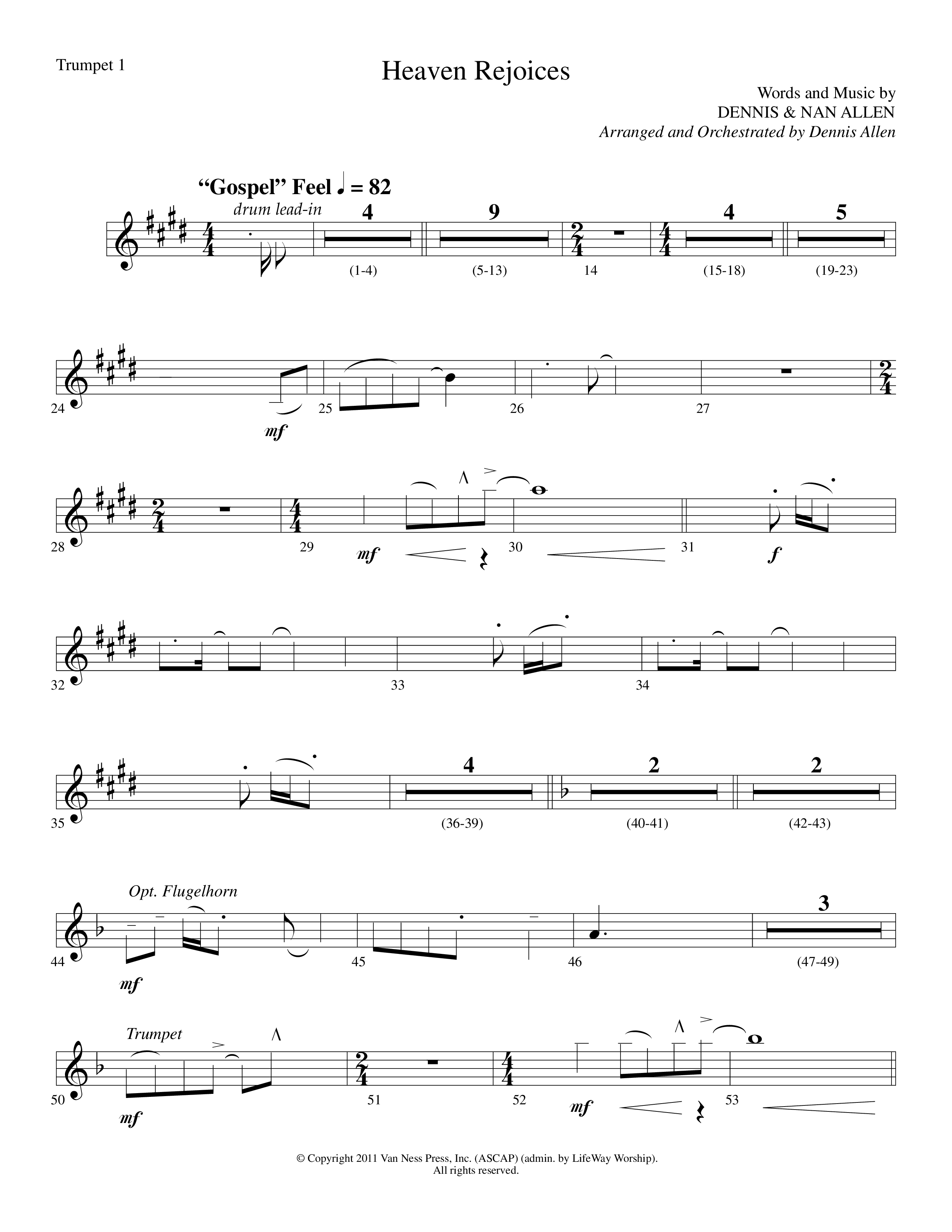 Heaven Rejoices (Choral Anthem SATB) Trumpet 1 (Lifeway Choral / Arr. Dennis Allen)