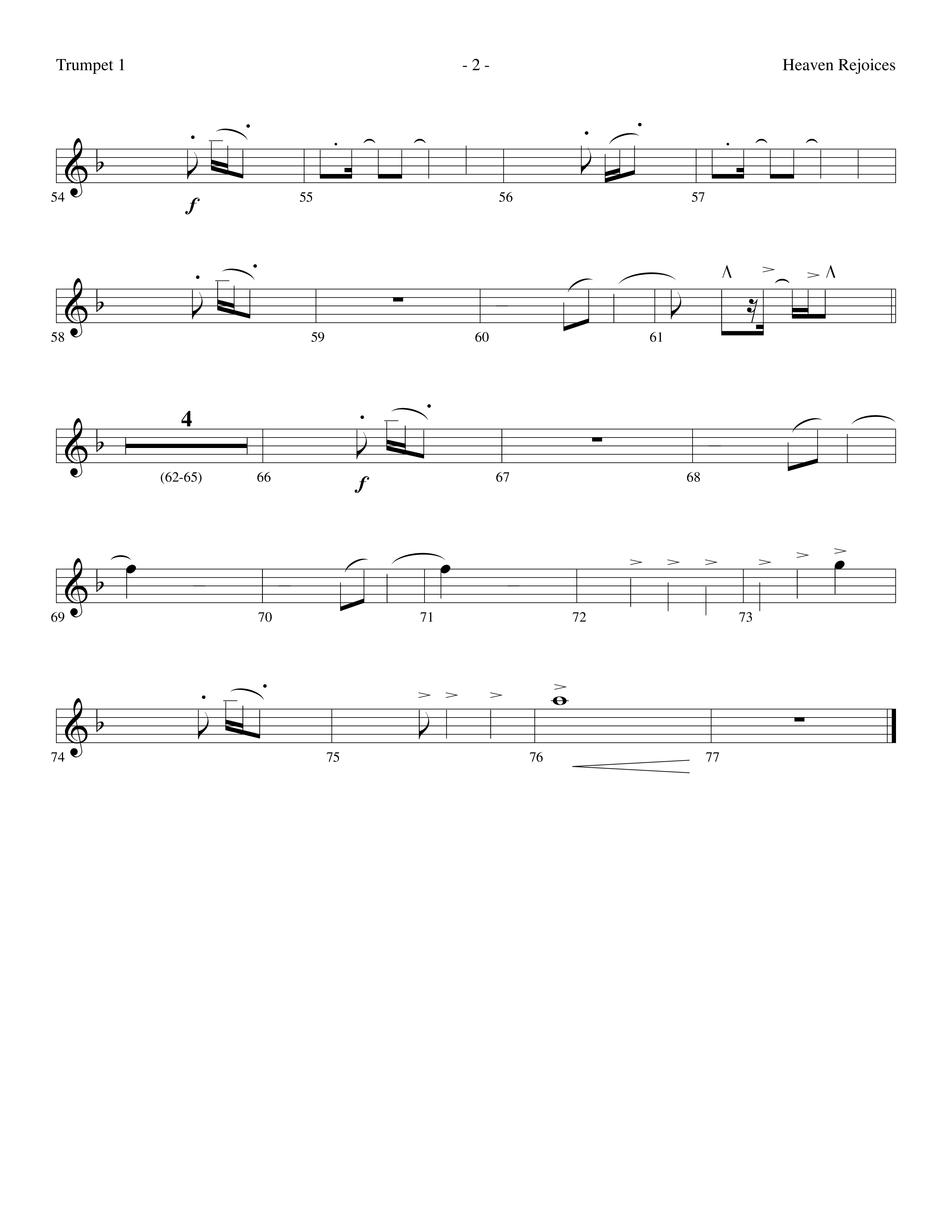 Heaven Rejoices (Choral Anthem SATB) Trumpet 1 (Lifeway Choral / Arr. Dennis Allen)