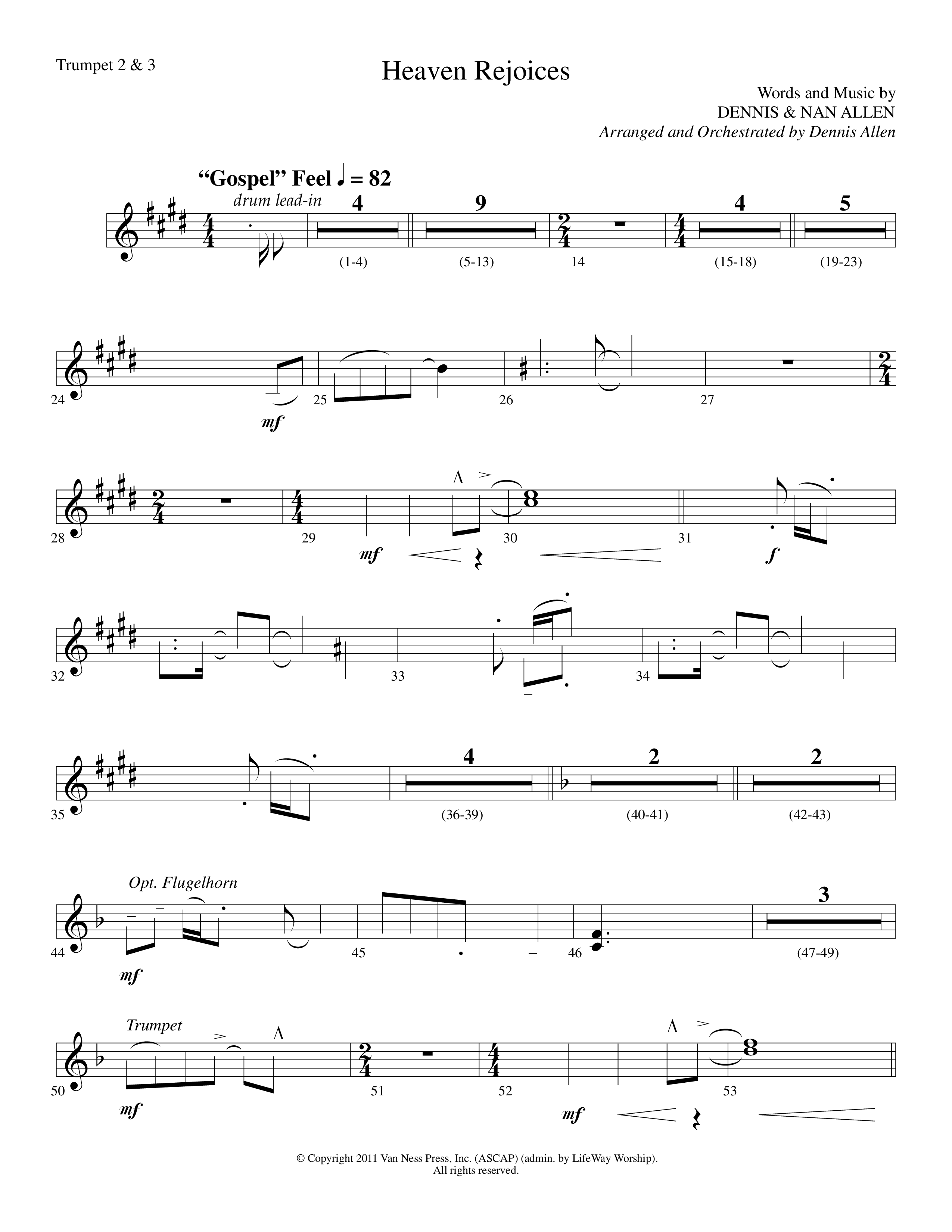 Heaven Rejoices (Choral Anthem SATB) Trumpet 2/3 (Lifeway Choral / Arr. Dennis Allen)