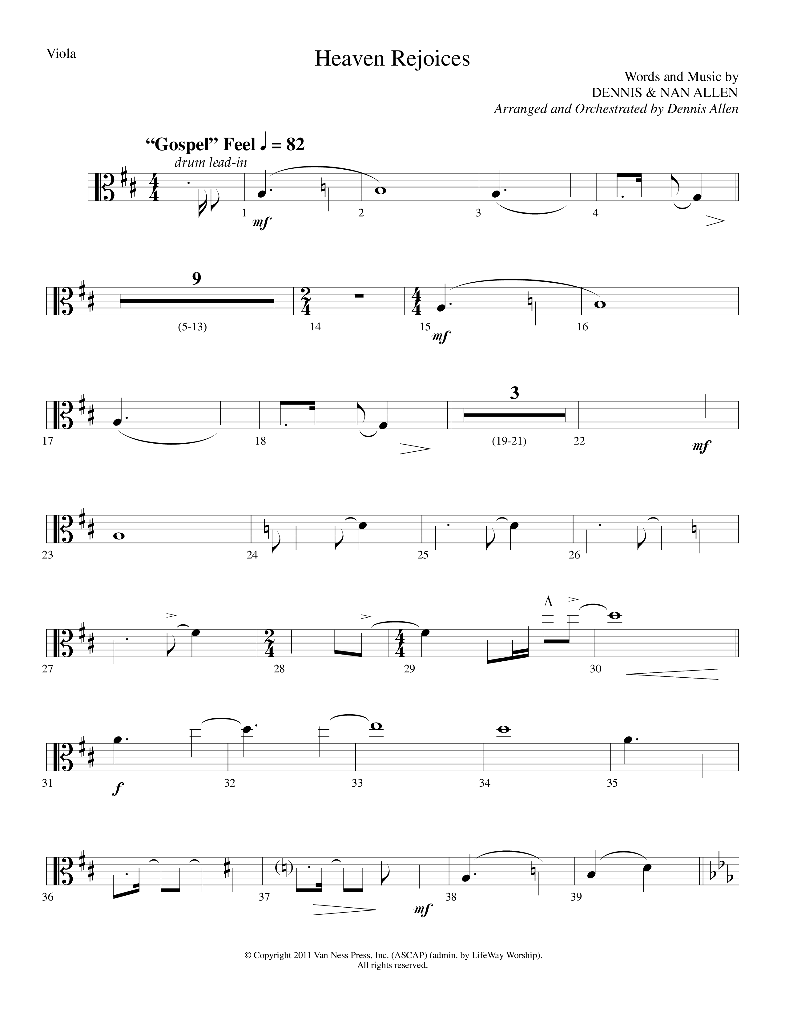 Heaven Rejoices (Choral Anthem SATB) Viola (Lifeway Choral / Arr. Dennis Allen)