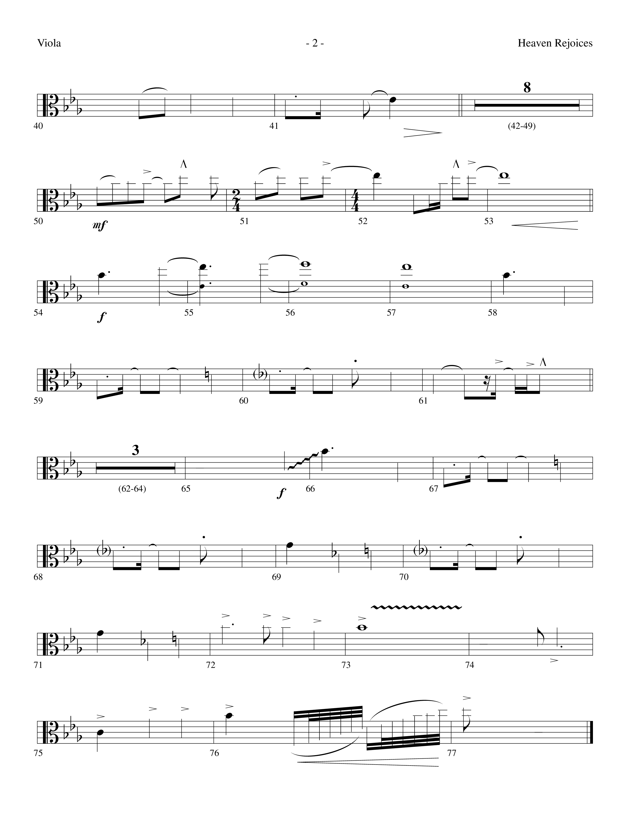 Heaven Rejoices (Choral Anthem SATB) Viola (Lifeway Choral / Arr. Dennis Allen)