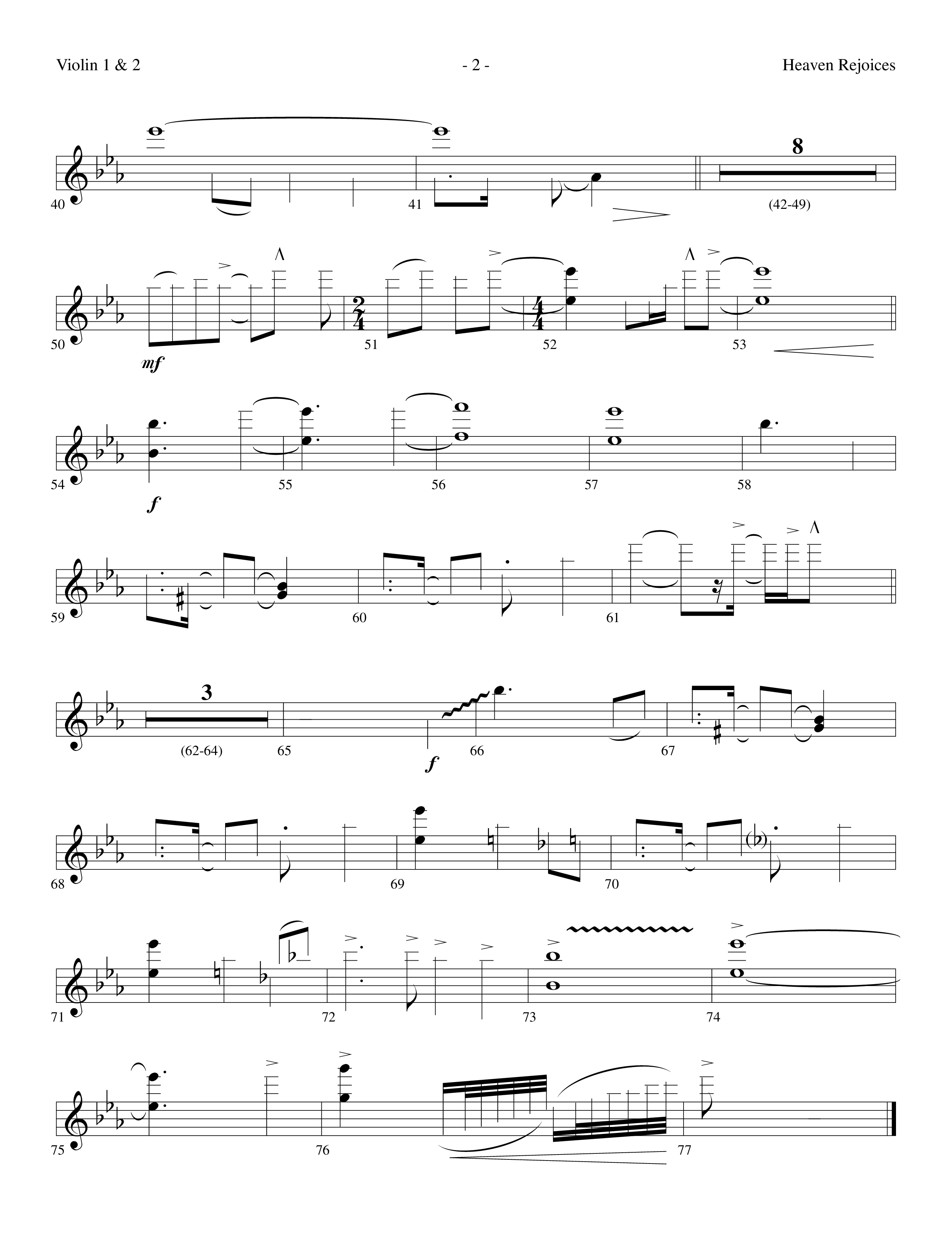 Heaven Rejoices (Choral Anthem SATB) Violin 1/2 (Lifeway Choral / Arr. Dennis Allen)