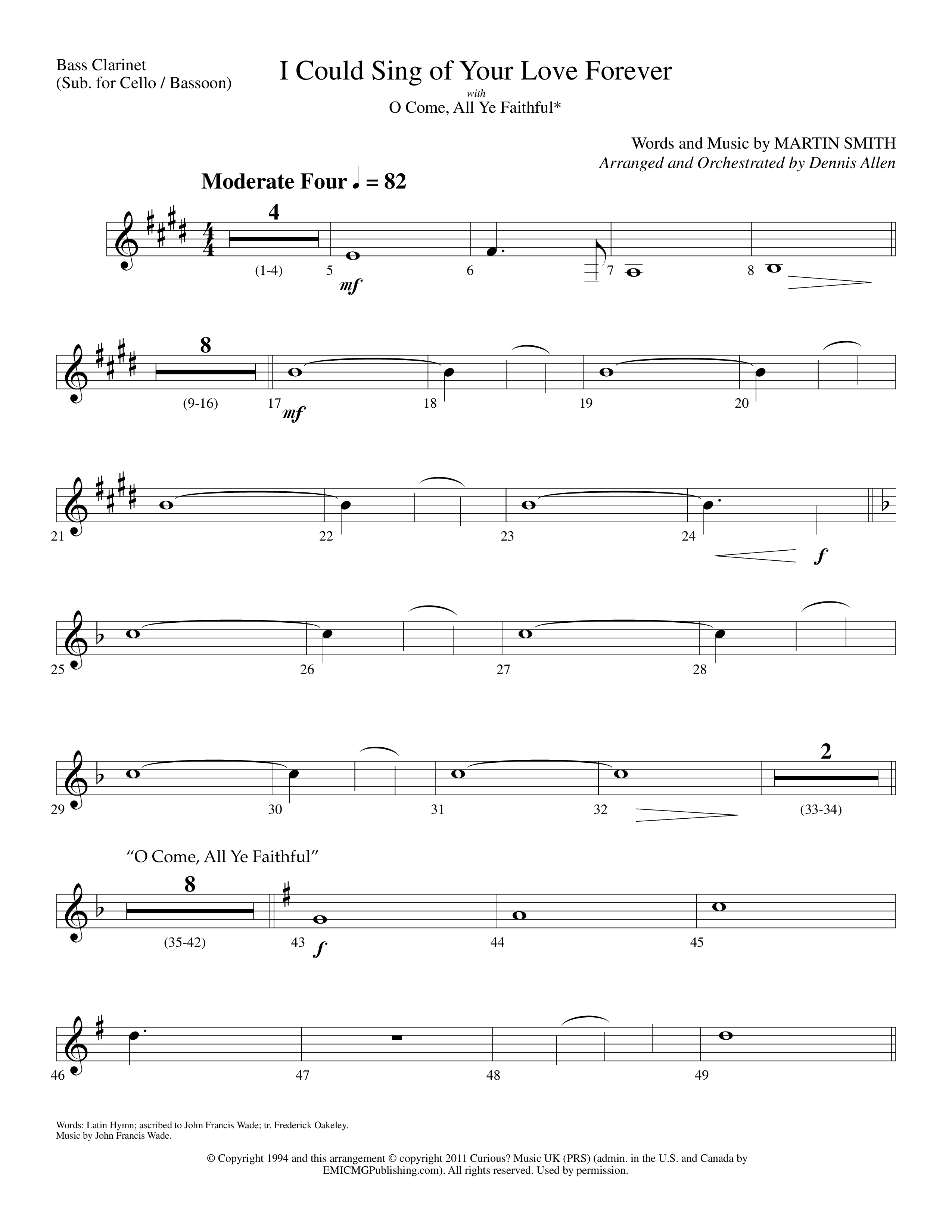 I Could Sing Of Your Love Forever (with O Come All Ye Faithful) (Choral Anthem SATB) Bass Clarinet (Lifeway Choral / Arr. Dennis Allen)