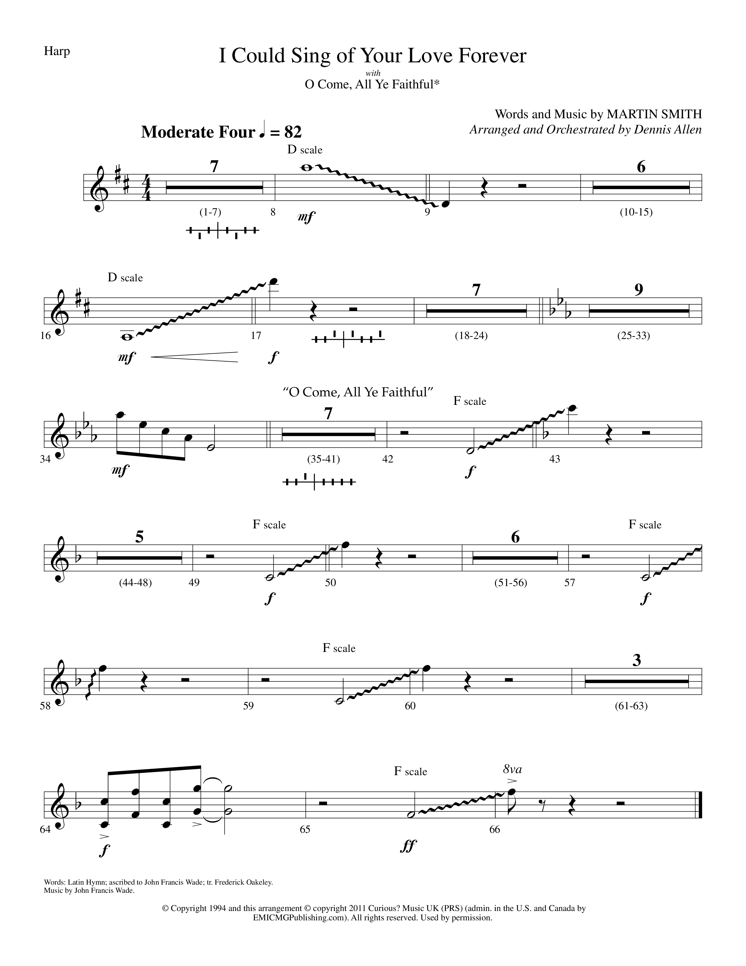 I Could Sing Of Your Love Forever (with O Come All Ye Faithful) (Choral Anthem SATB) Harp (Lifeway Choral / Arr. Dennis Allen)