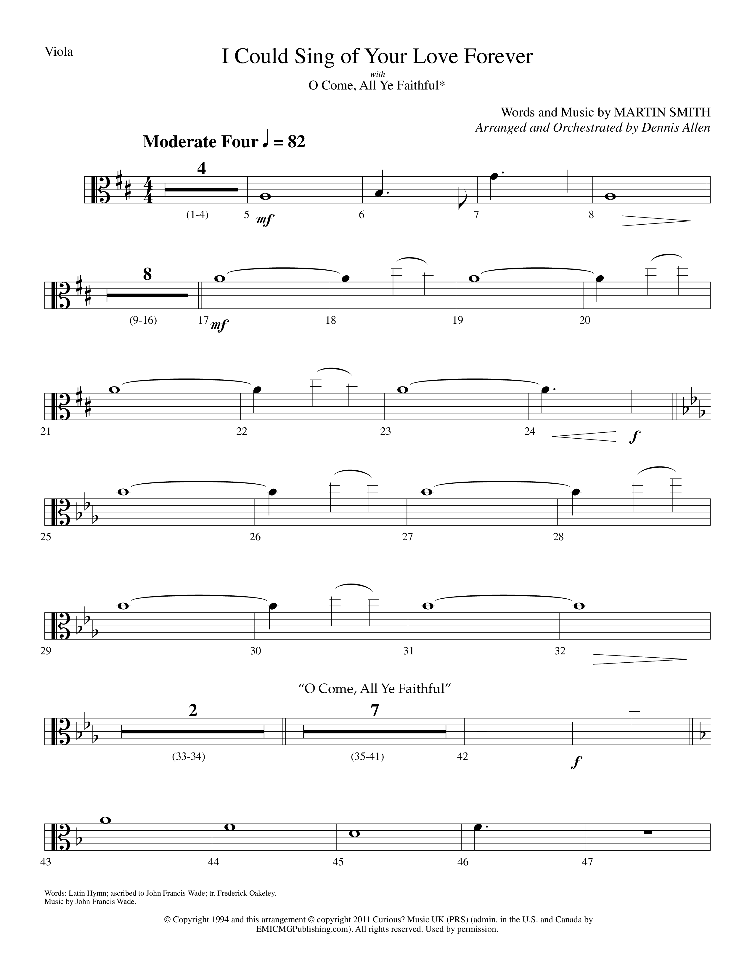 I Could Sing Of Your Love Forever (with O Come All Ye Faithful) (Choral Anthem SATB) Viola (Lifeway Choral / Arr. Dennis Allen)