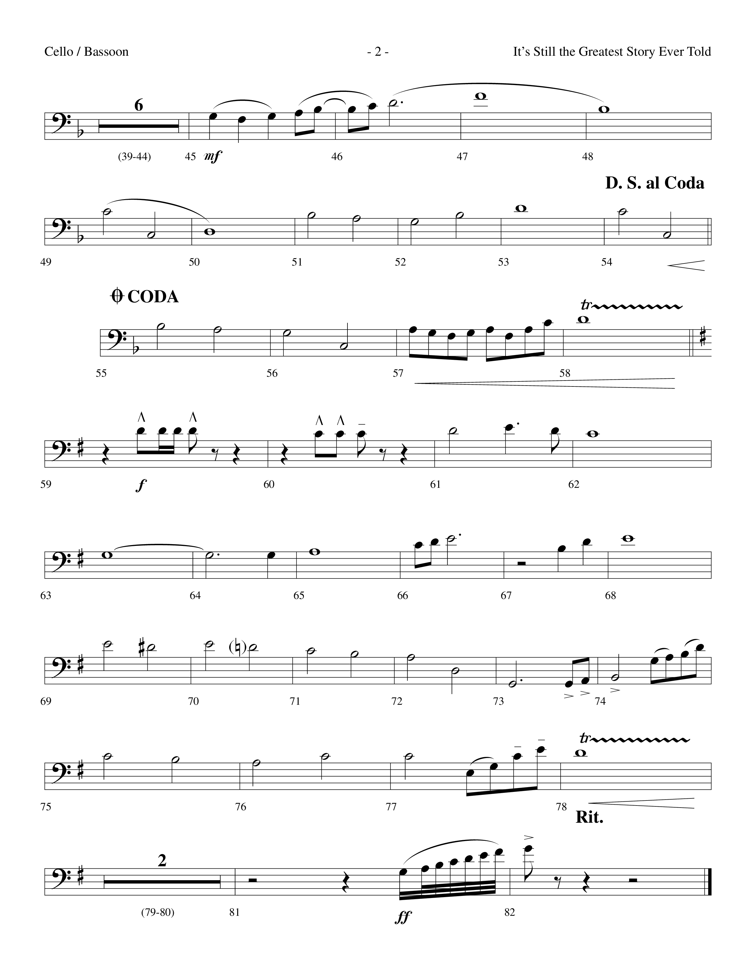 It's Still The Greatest Story Ever Told (Choral Anthem SATB) Cello (Lifeway Choral / Arr. Dennis Allen)