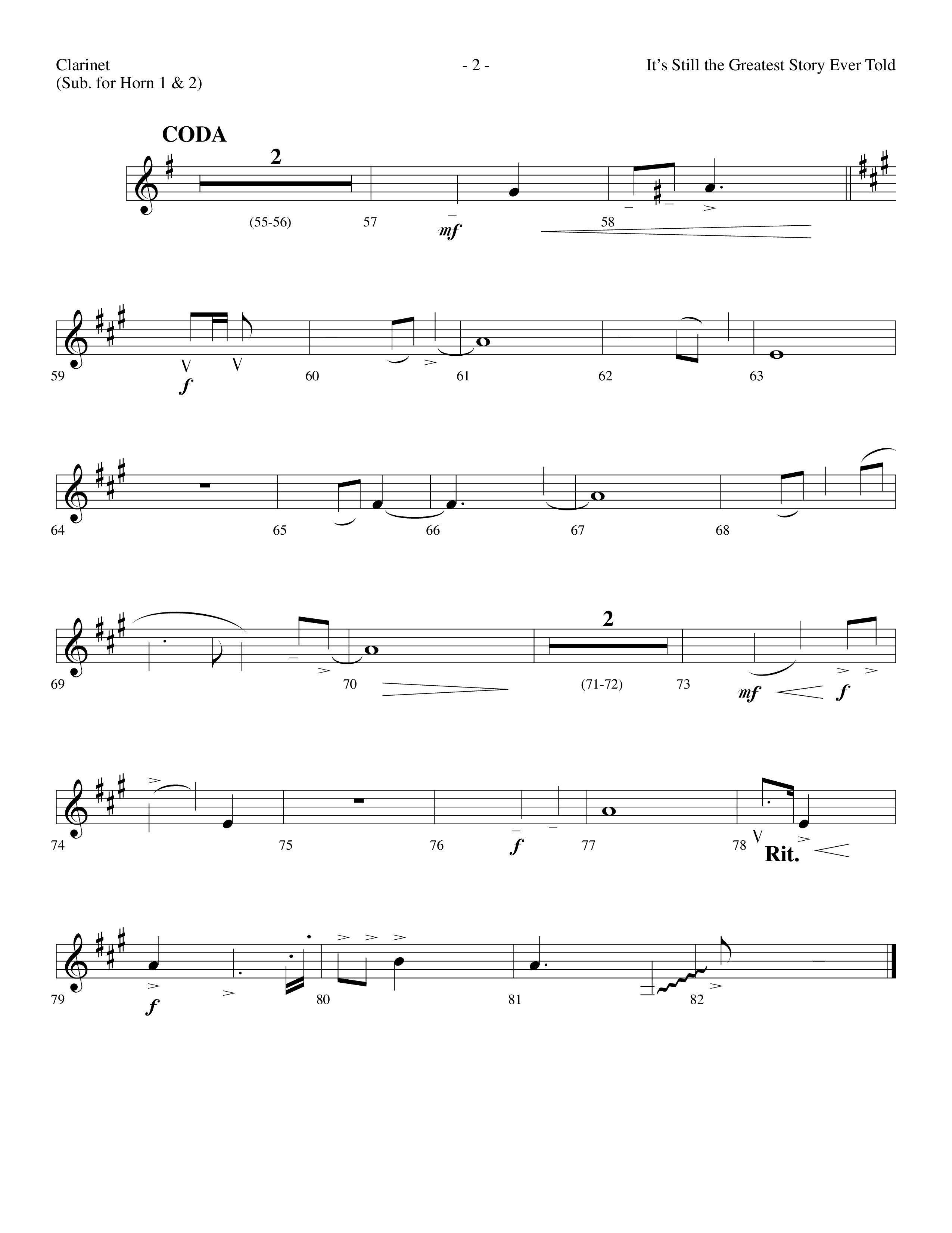 It's Still The Greatest Story Ever Told (Choral Anthem SATB) Clarinet (Lifeway Choral / Arr. Dennis Allen)