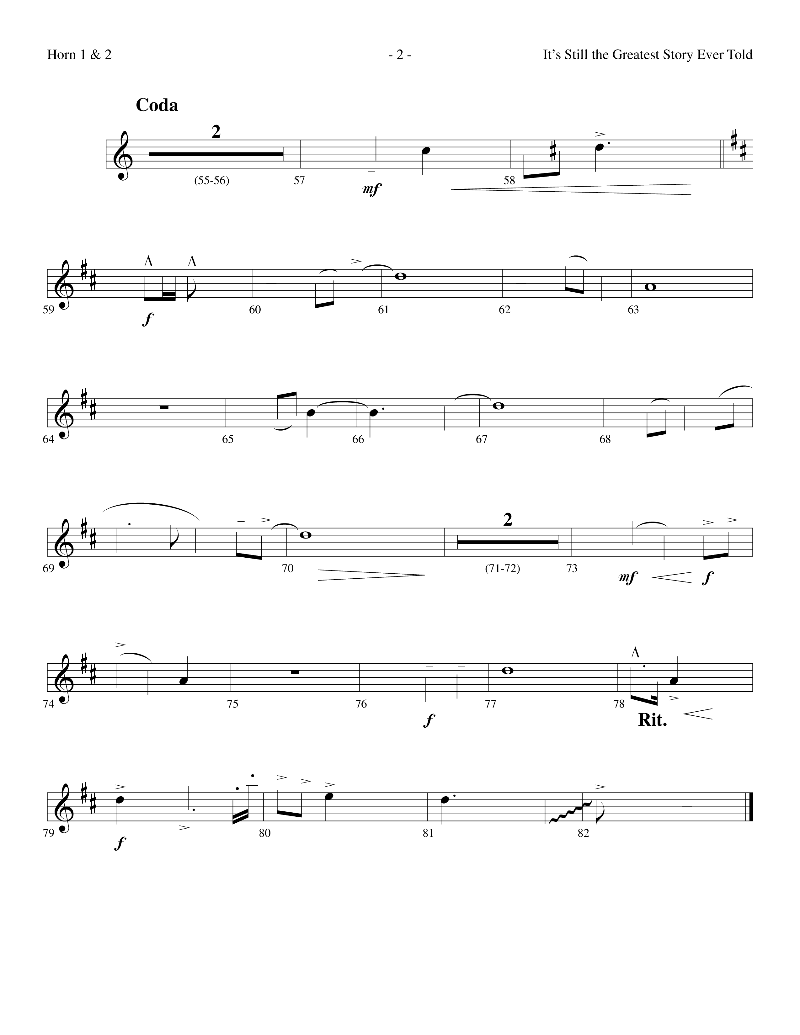 It's Still The Greatest Story Ever Told (Choral Anthem SATB) French Horn 1/2 (Lifeway Choral / Arr. Dennis Allen)