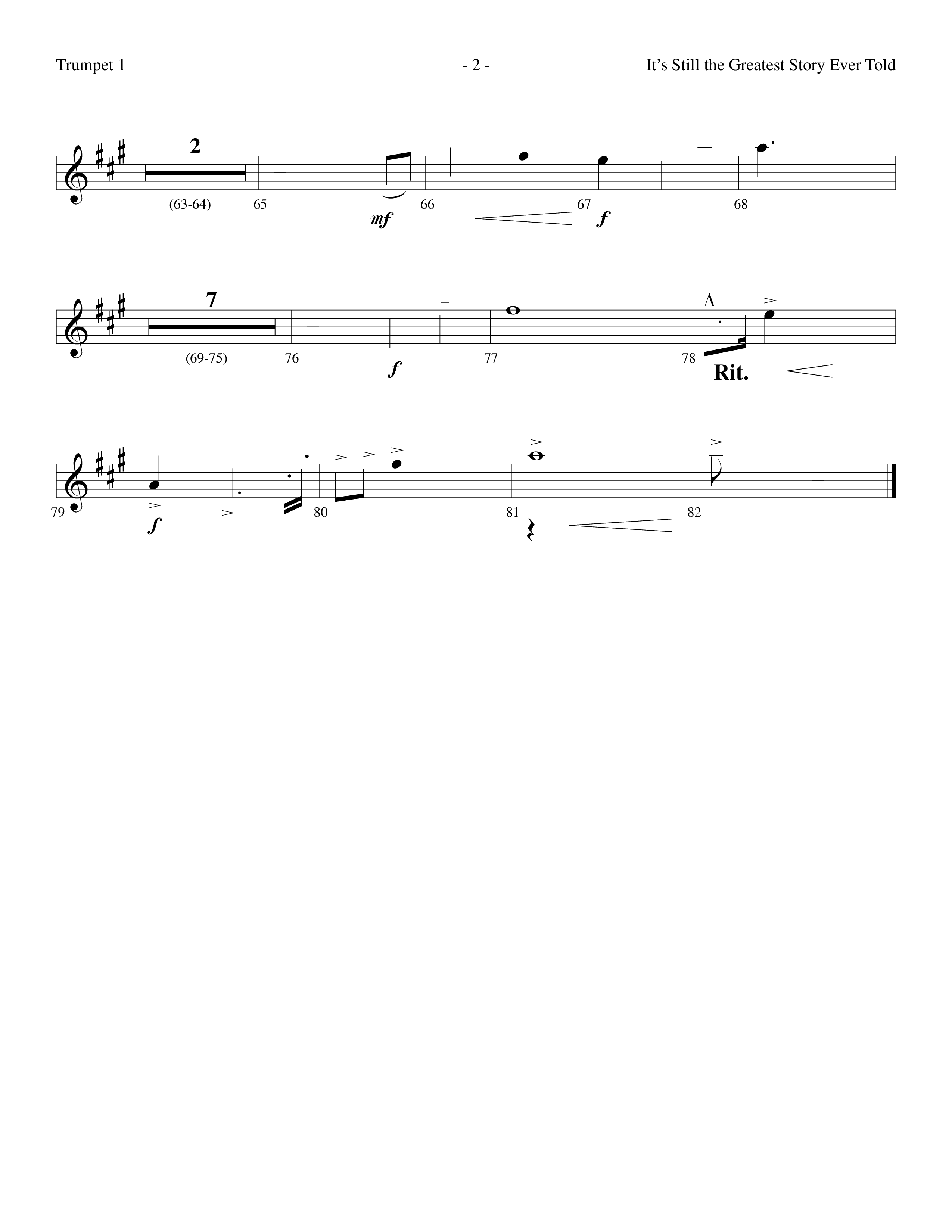 It's Still The Greatest Story Ever Told (Choral Anthem SATB) Trumpet 1 (Lifeway Choral / Arr. Dennis Allen)