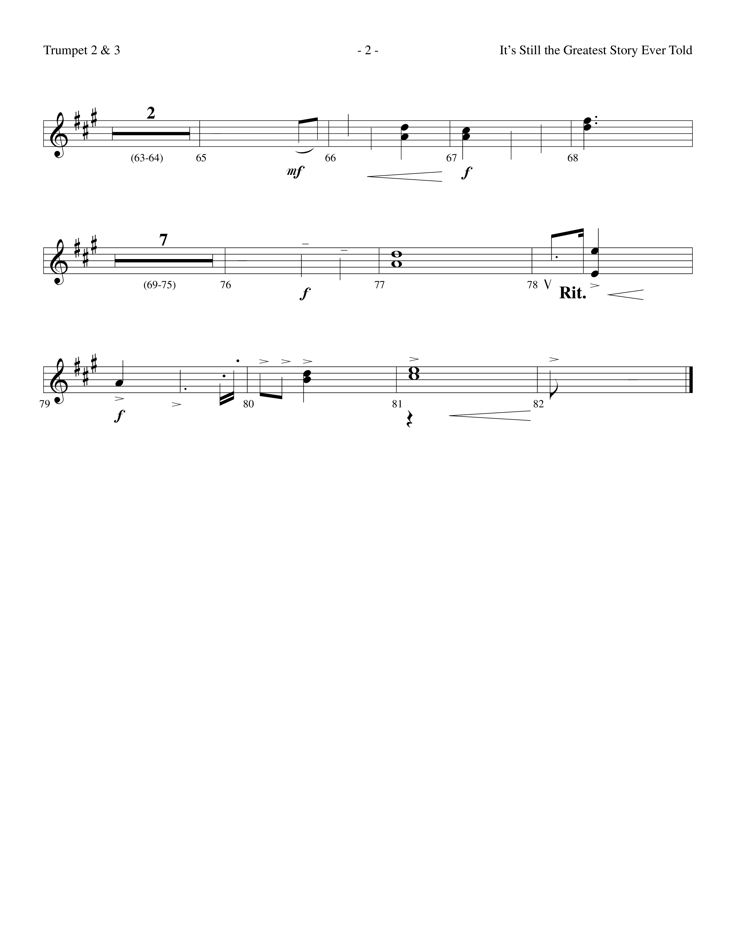 It's Still The Greatest Story Ever Told (Choral Anthem SATB) Trumpet 2/3 (Lifeway Choral / Arr. Dennis Allen)