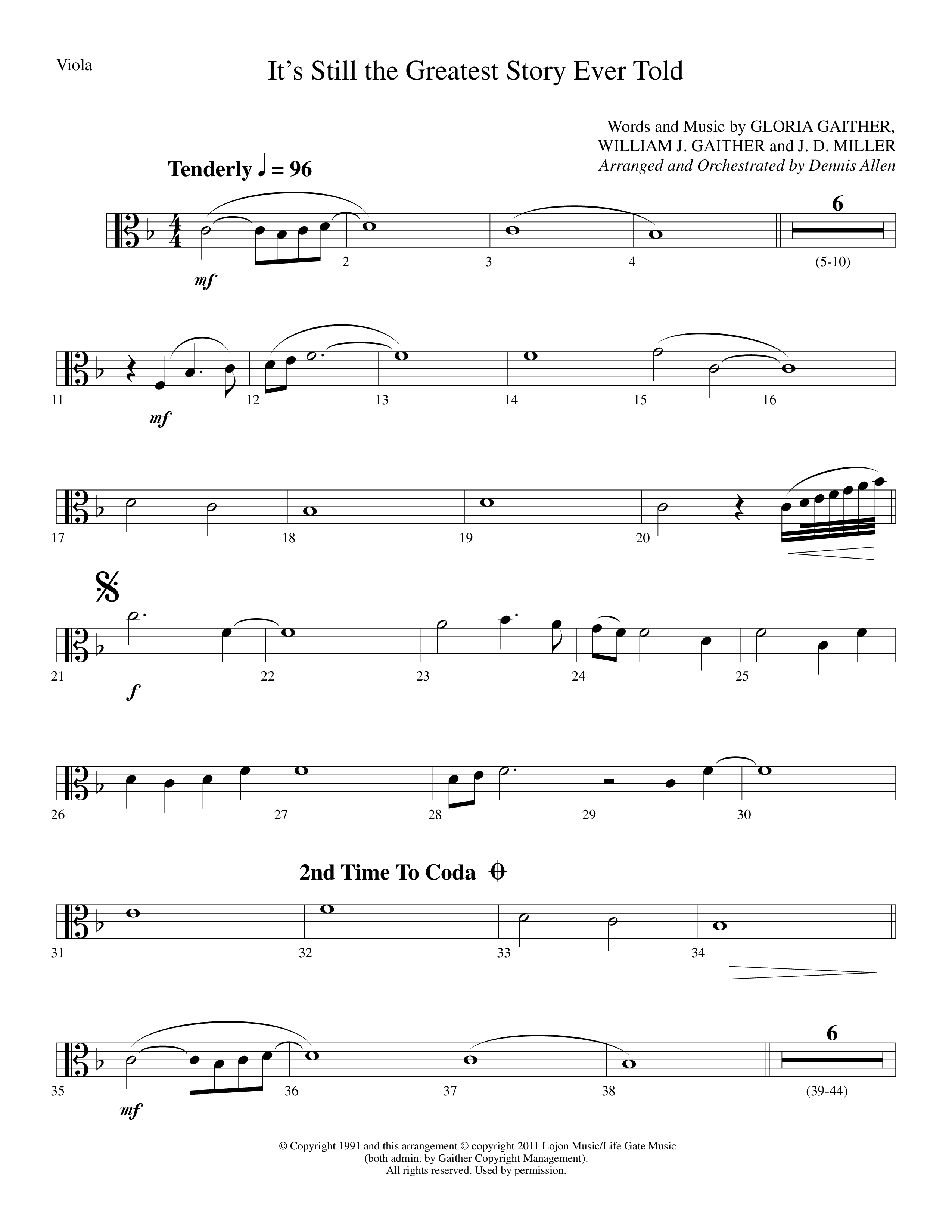 It's Still The Greatest Story Ever Told (Choral Anthem SATB) Viola (Lifeway Choral / Arr. Dennis Allen)