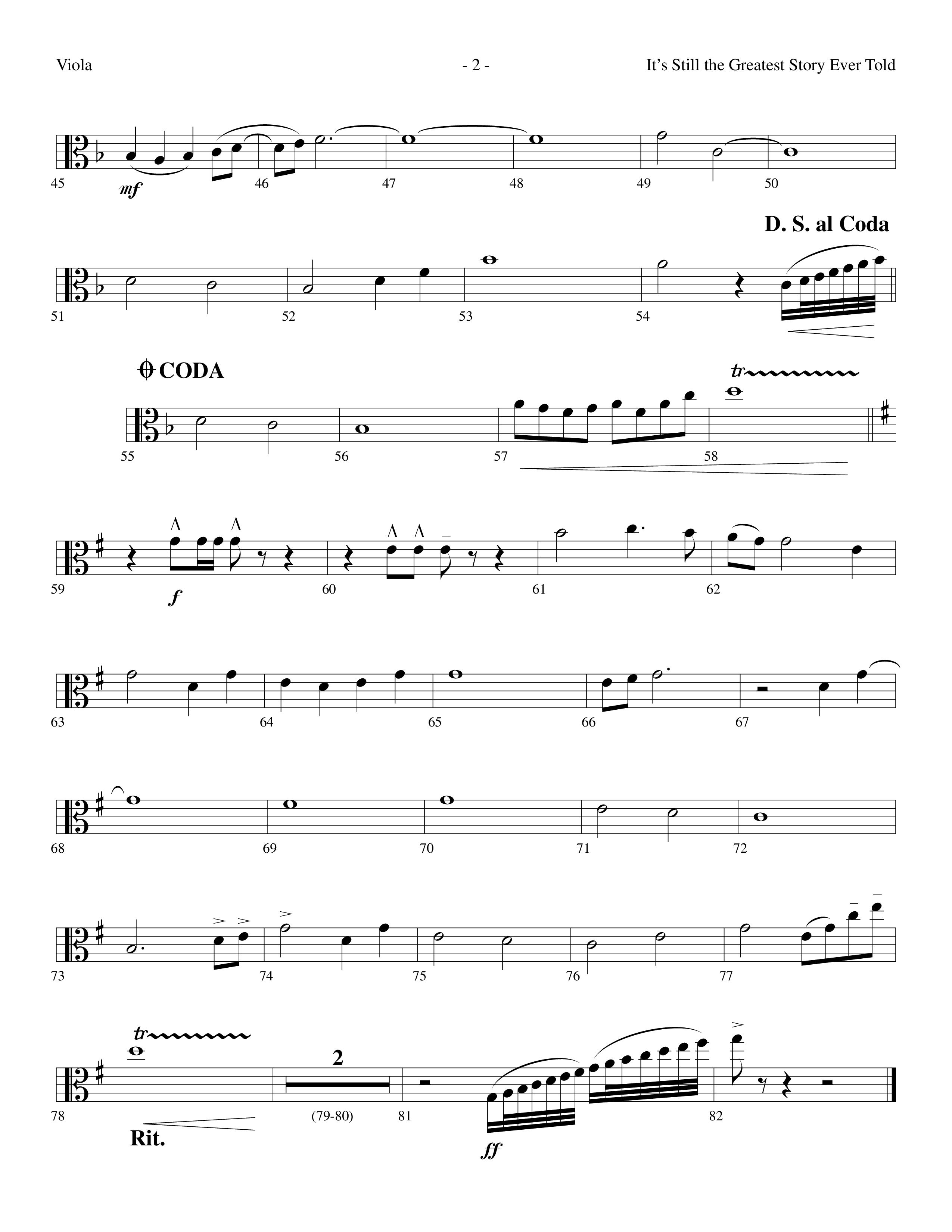 It's Still The Greatest Story Ever Told (Choral Anthem SATB) Viola (Lifeway Choral / Arr. Dennis Allen)