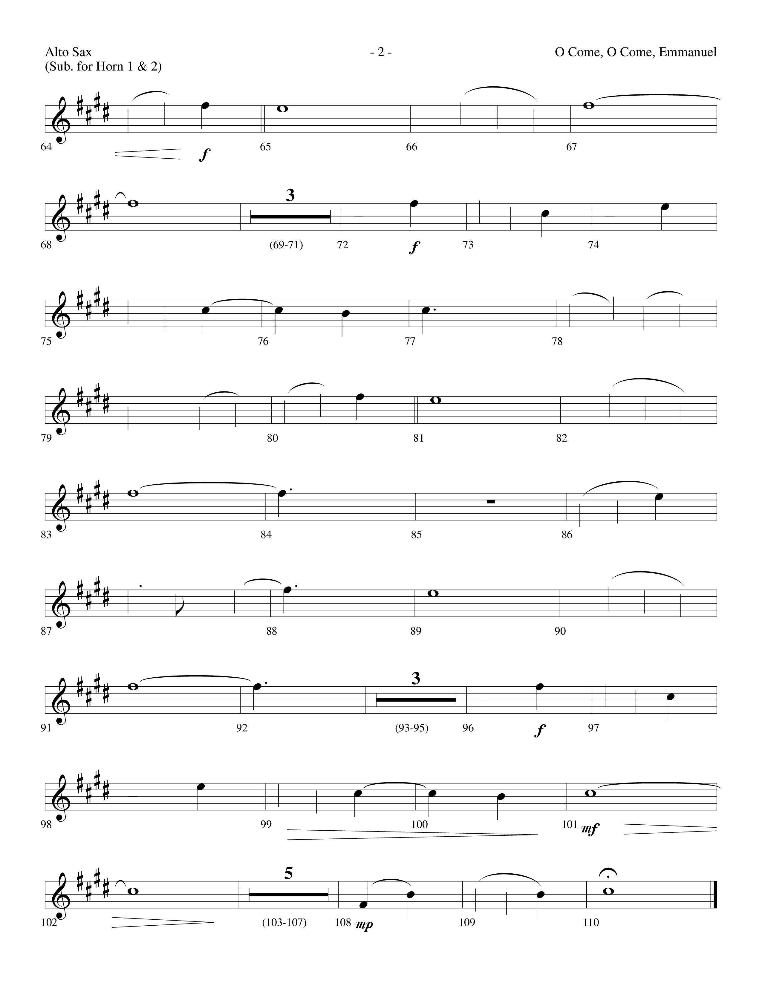 O Come O Come Emmanuel (Choral Anthem SATB) Alto Sax (Lifeway Worship / Arr. Dennis Allen)