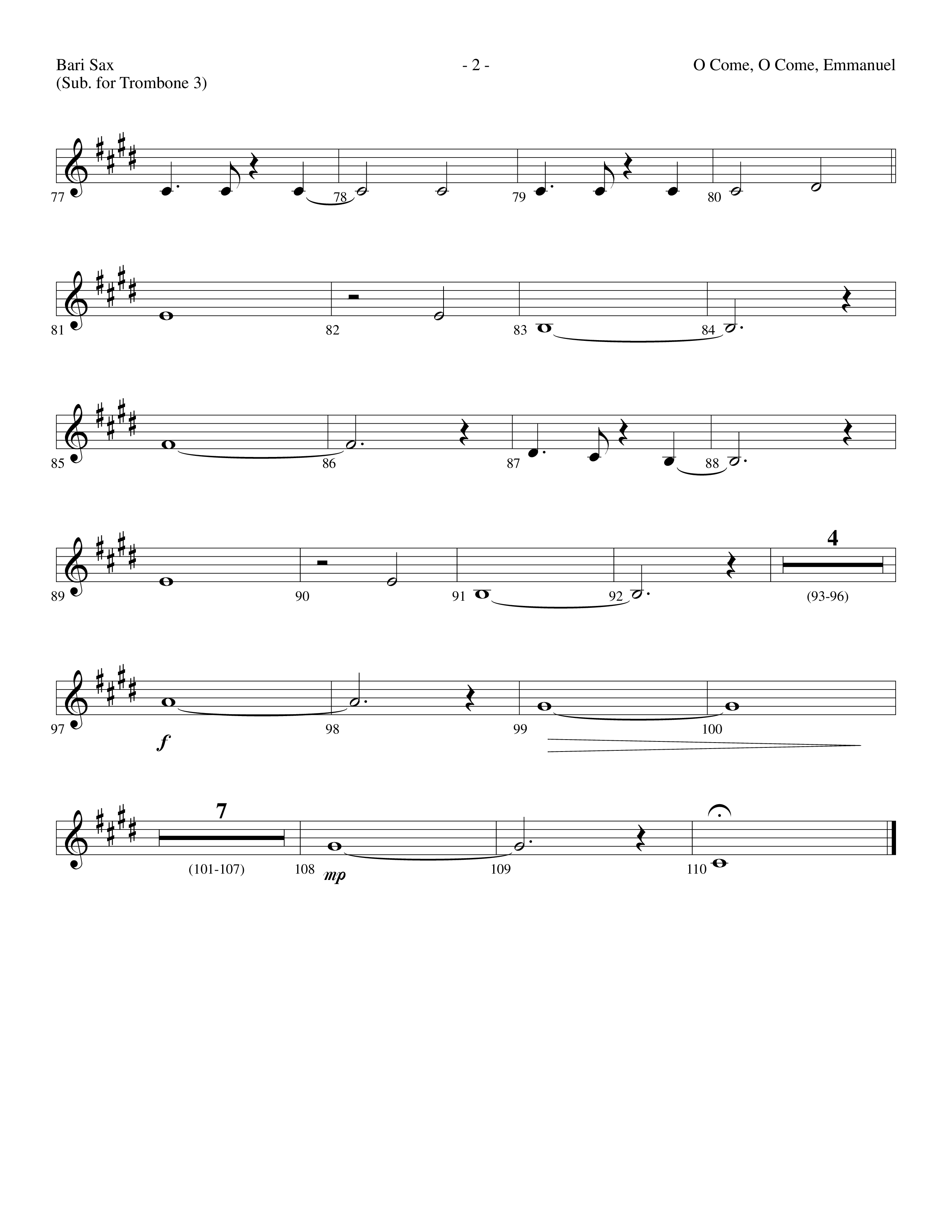 O Come O Come Emmanuel (Choral Anthem SATB) Bari Sax (Lifeway Worship / Arr. Dennis Allen)