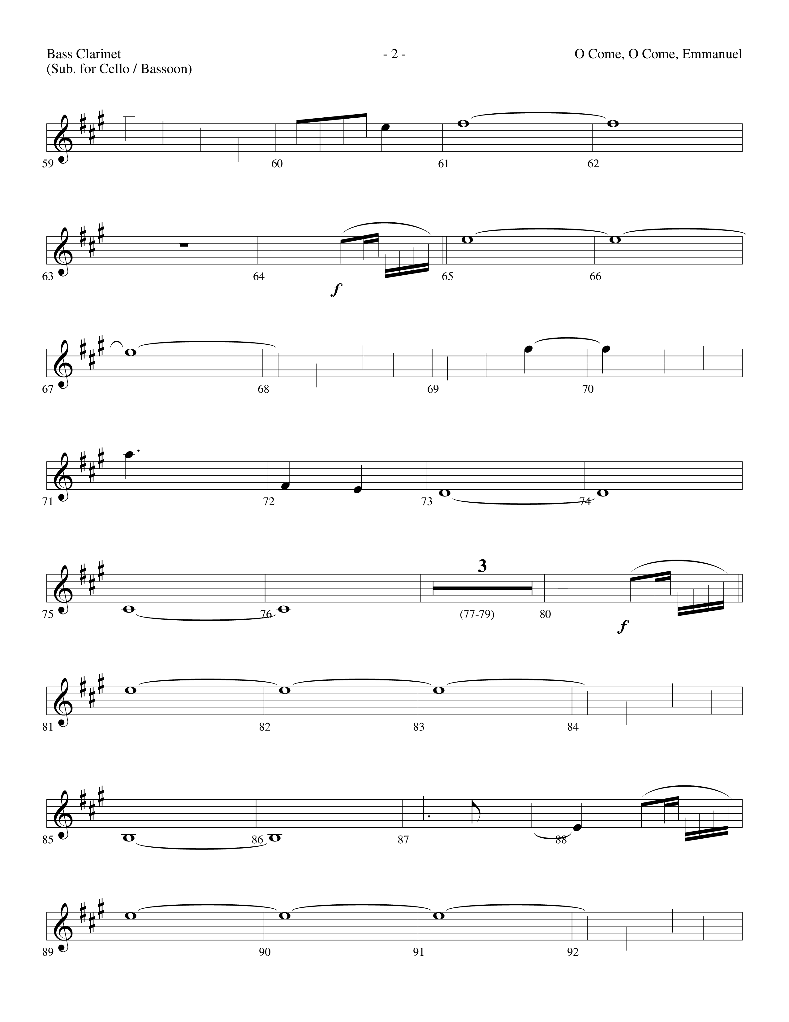 O Come O Come Emmanuel (Choral Anthem SATB) Bass Clarinet (Lifeway Worship / Arr. Dennis Allen)