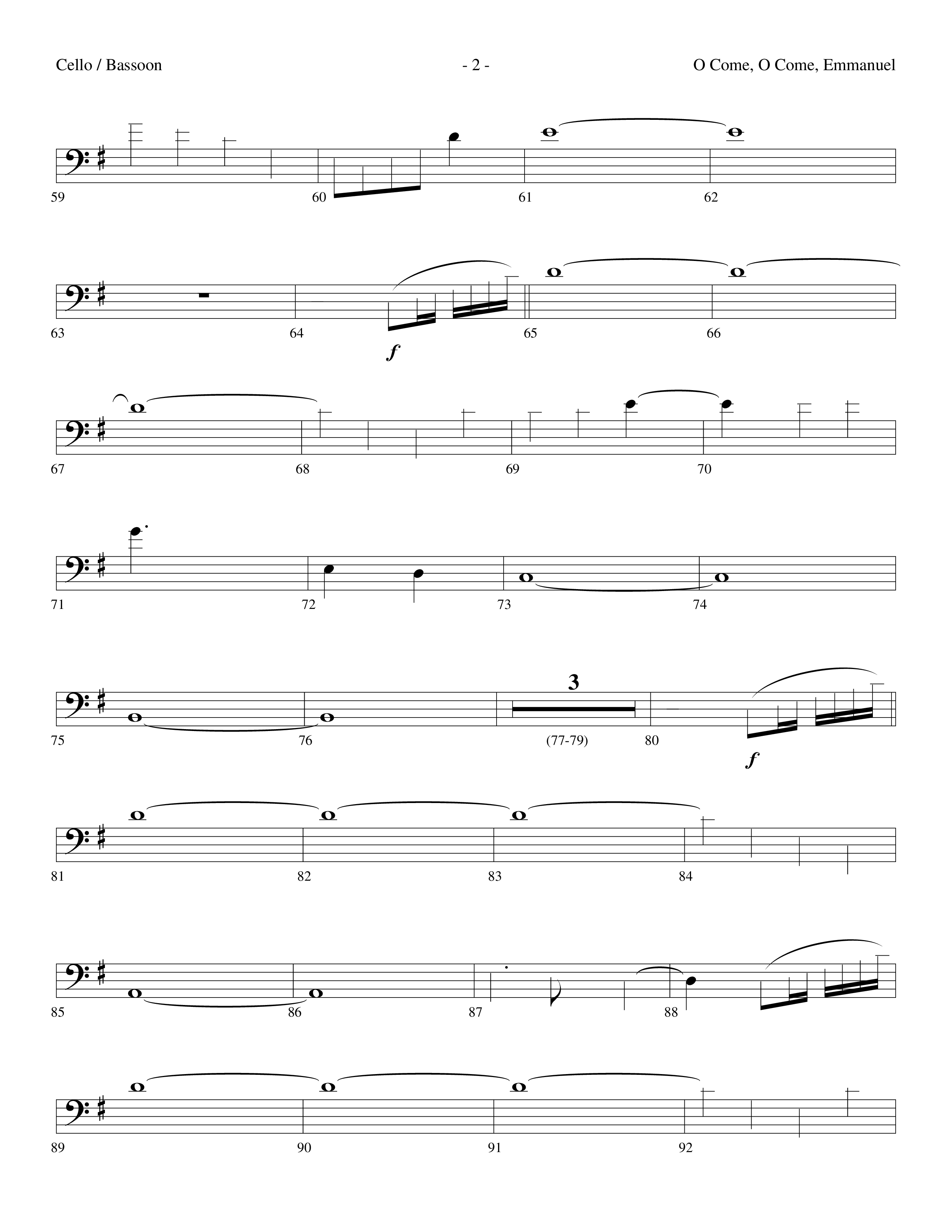 O Come O Come Emmanuel (Choral Anthem SATB) Cello (Lifeway Worship / Arr. Dennis Allen)