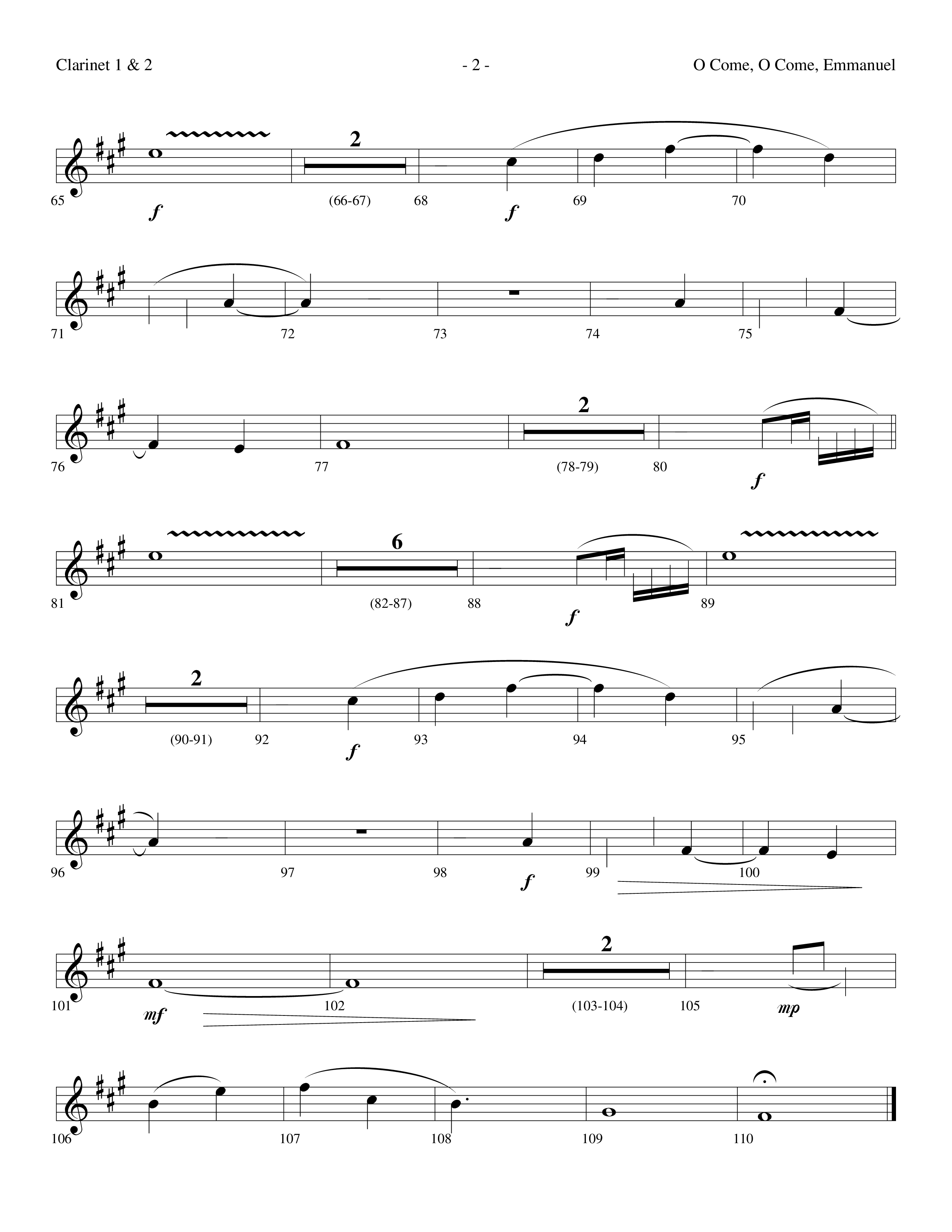 O Come O Come Emmanuel (Choral Anthem SATB) Clarinet 1/2 (Lifeway Worship / Arr. Dennis Allen)