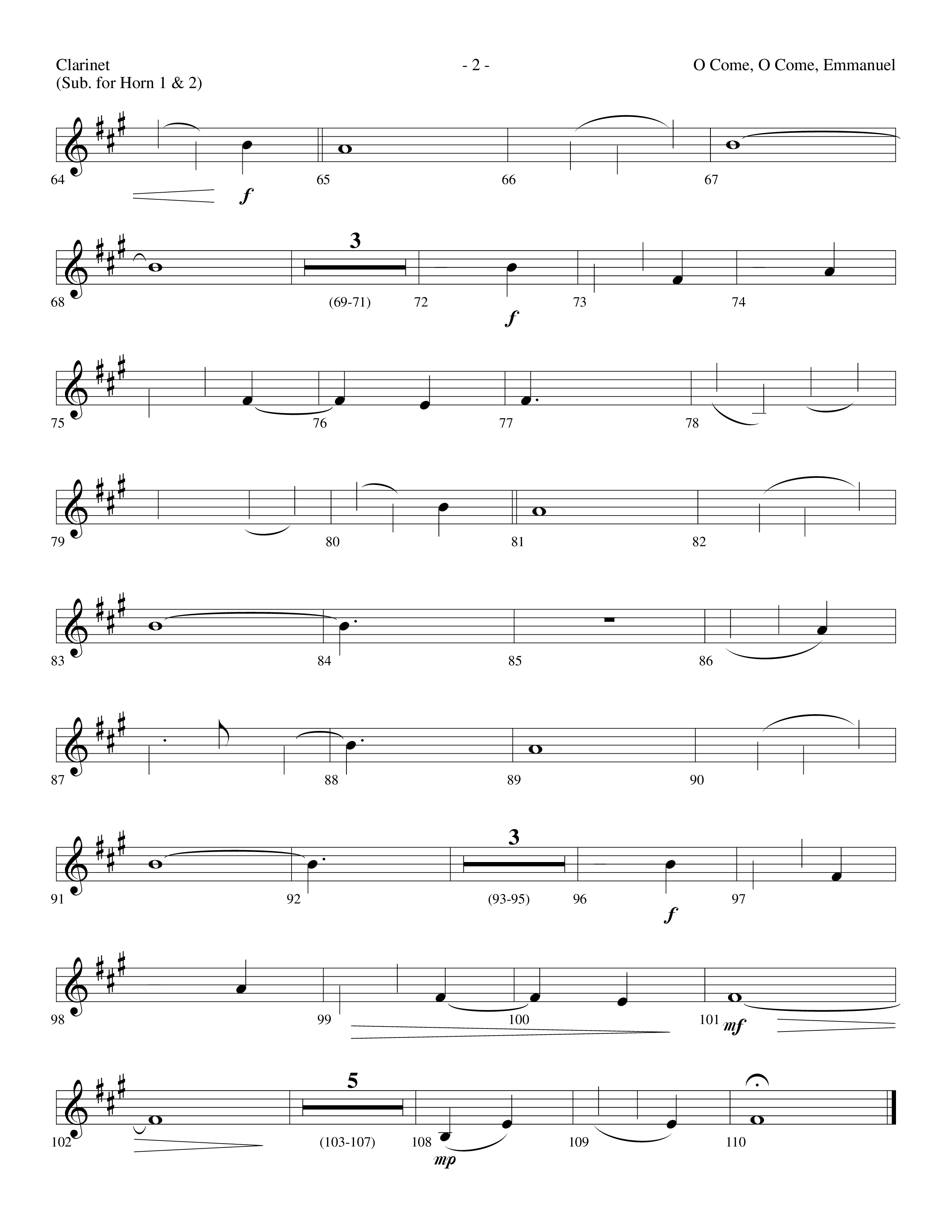 O Come O Come Emmanuel (Choral Anthem SATB) Clarinet (Lifeway Worship / Arr. Dennis Allen)