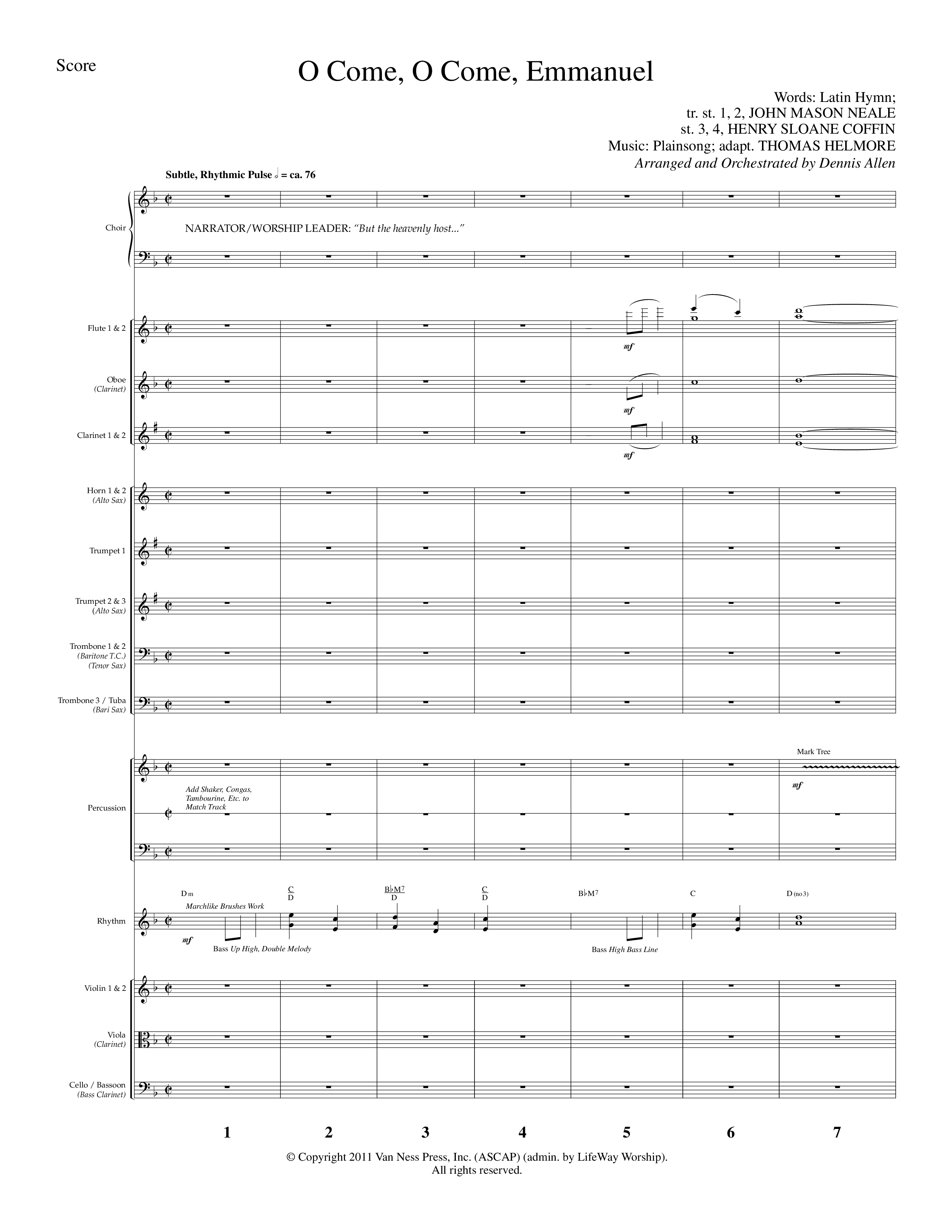 O Come O Come Emmanuel (Choral Anthem SATB) Conductor's Score (Lifeway Worship / Arr. Dennis Allen)