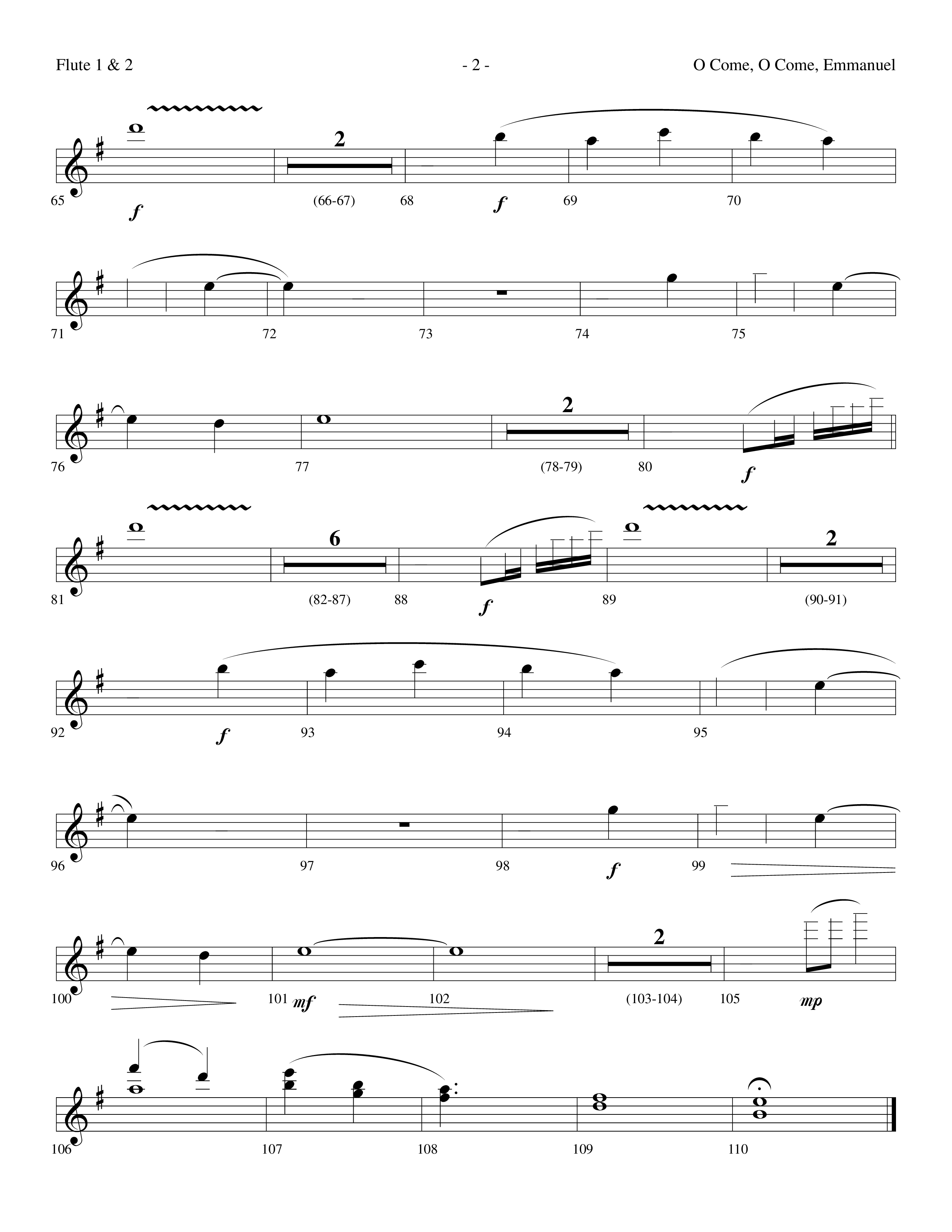 O Come O Come Emmanuel (Choral Anthem SATB) Flute 1/2 (Lifeway Worship / Arr. Dennis Allen)