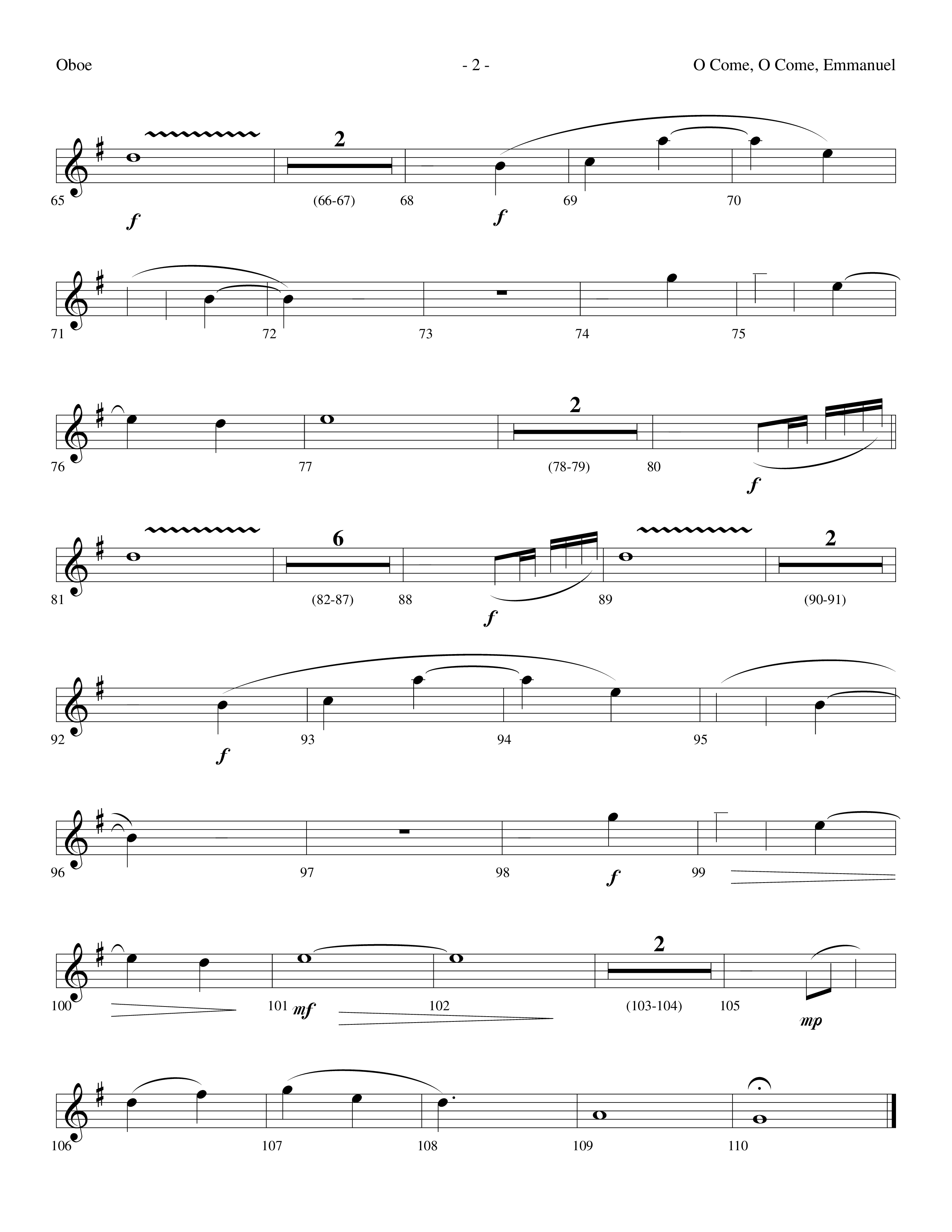 O Come O Come Emmanuel (Choral Anthem SATB) Oboe (Lifeway Worship / Arr. Dennis Allen)