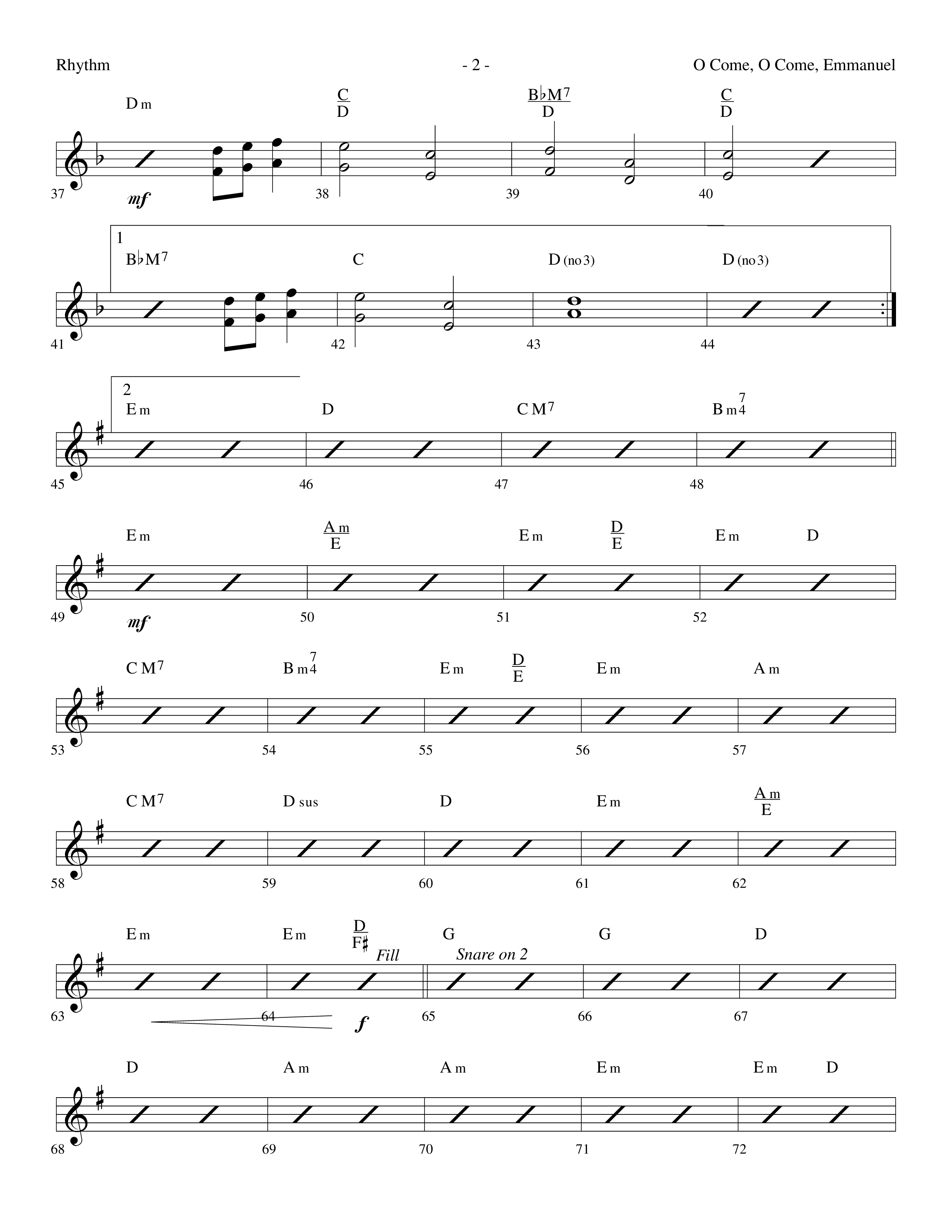 O Come O Come Emmanuel (Choral Anthem SATB) Rhythm Chart (Lifeway Worship / Arr. Dennis Allen)