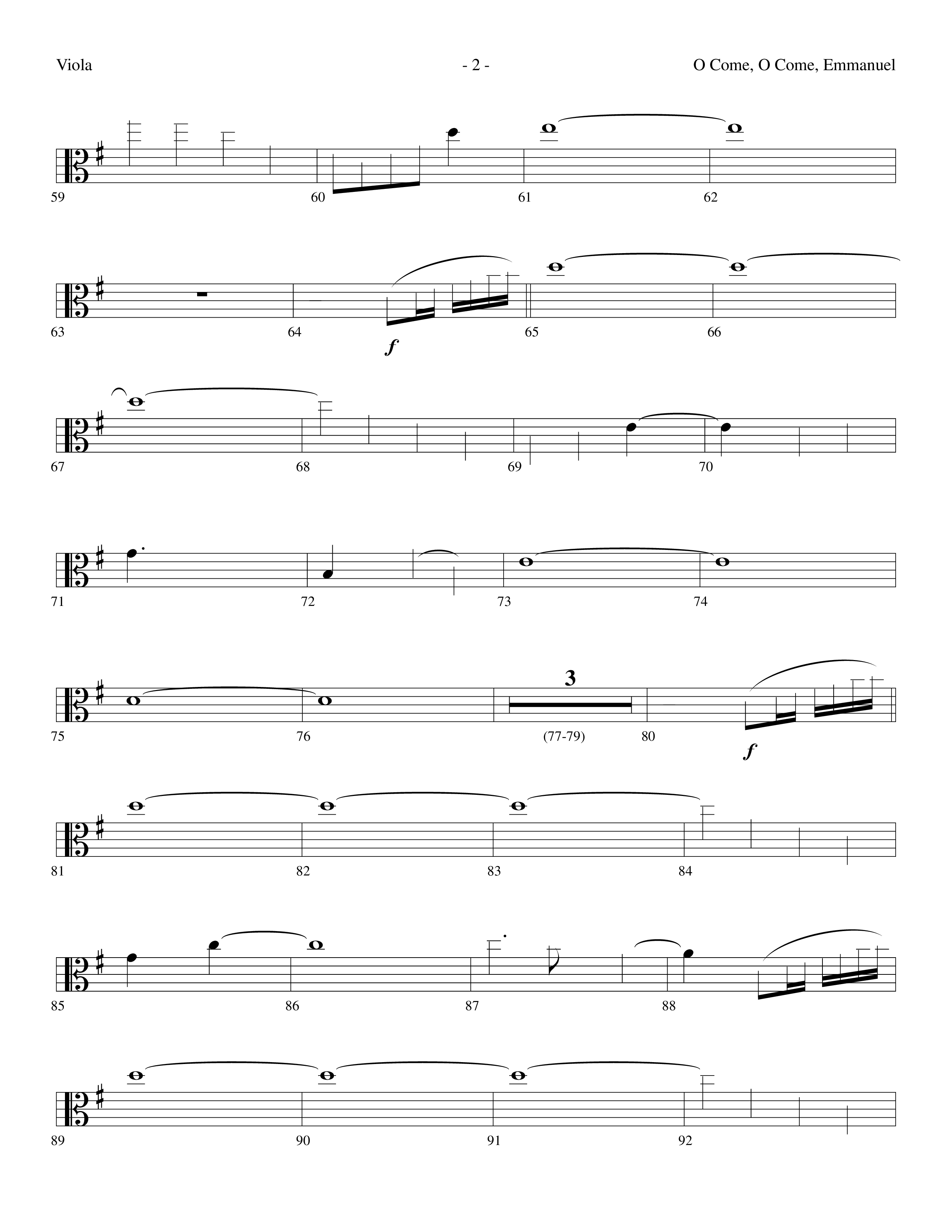 O Come O Come Emmanuel (Choral Anthem SATB) Viola (Lifeway Worship / Arr. Dennis Allen)