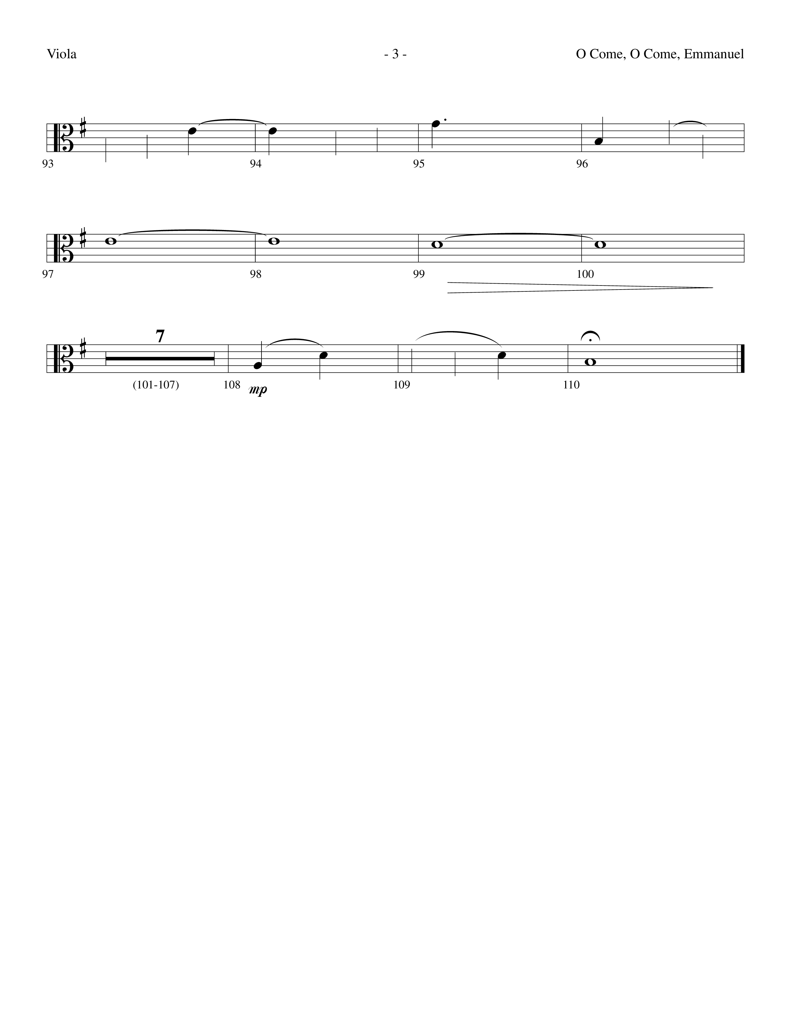 O Come O Come Emmanuel (Choral Anthem SATB) Viola (Lifeway Worship / Arr. Dennis Allen)